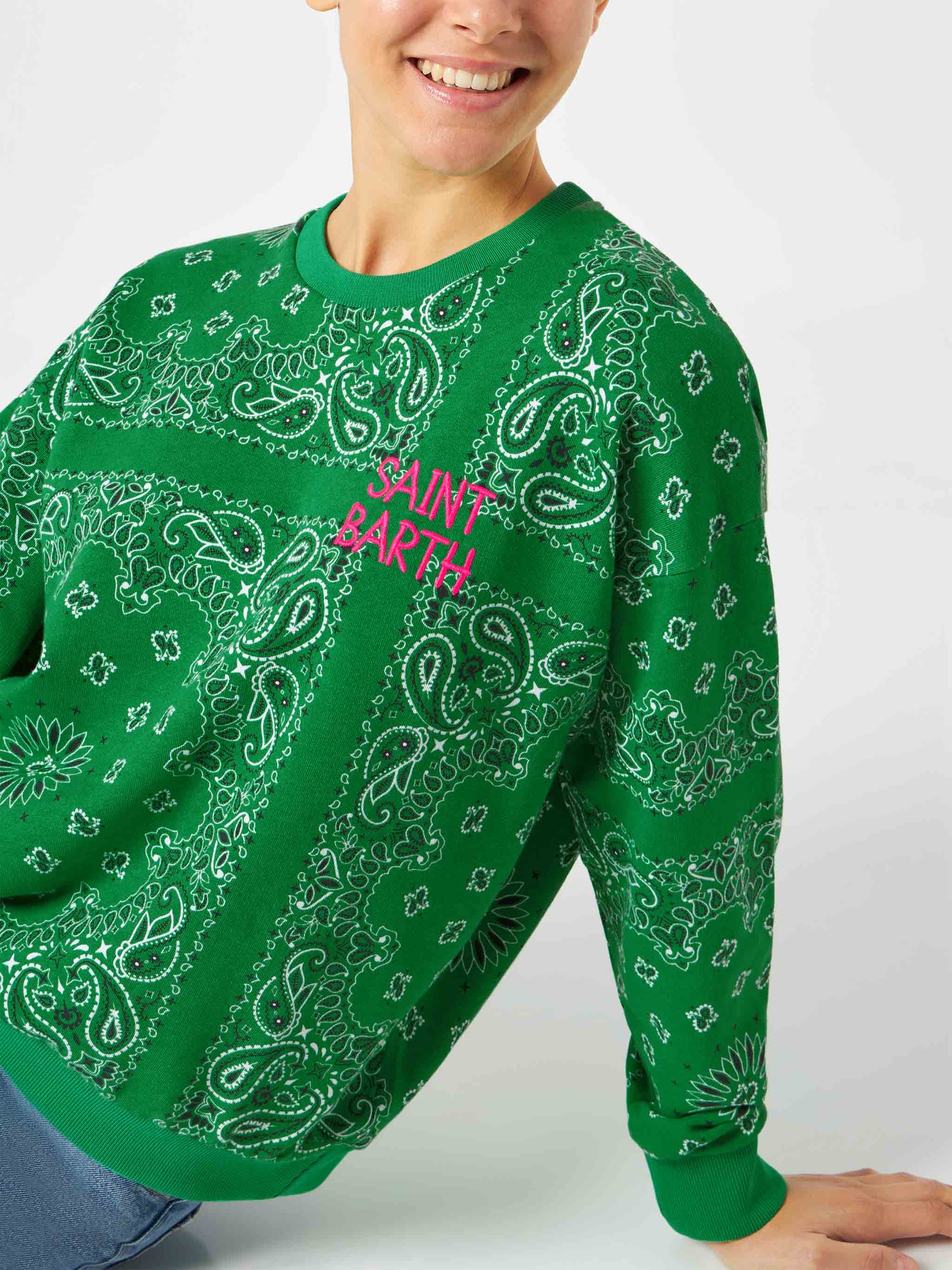 Green Stardust cotton sweatshirt with bandana print - Image 2