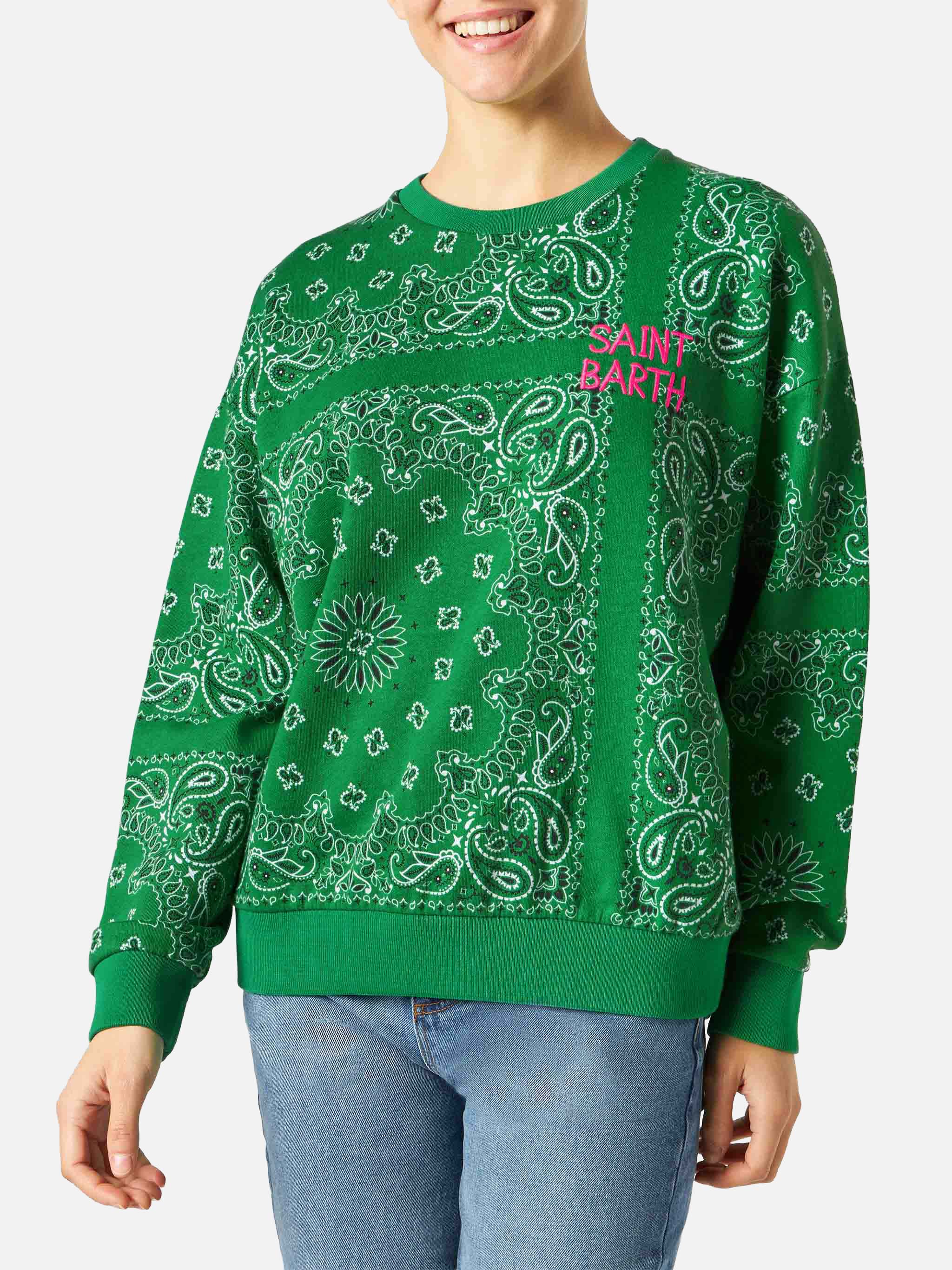 Green Stardust cotton sweatshirt with bandana print - Image 3