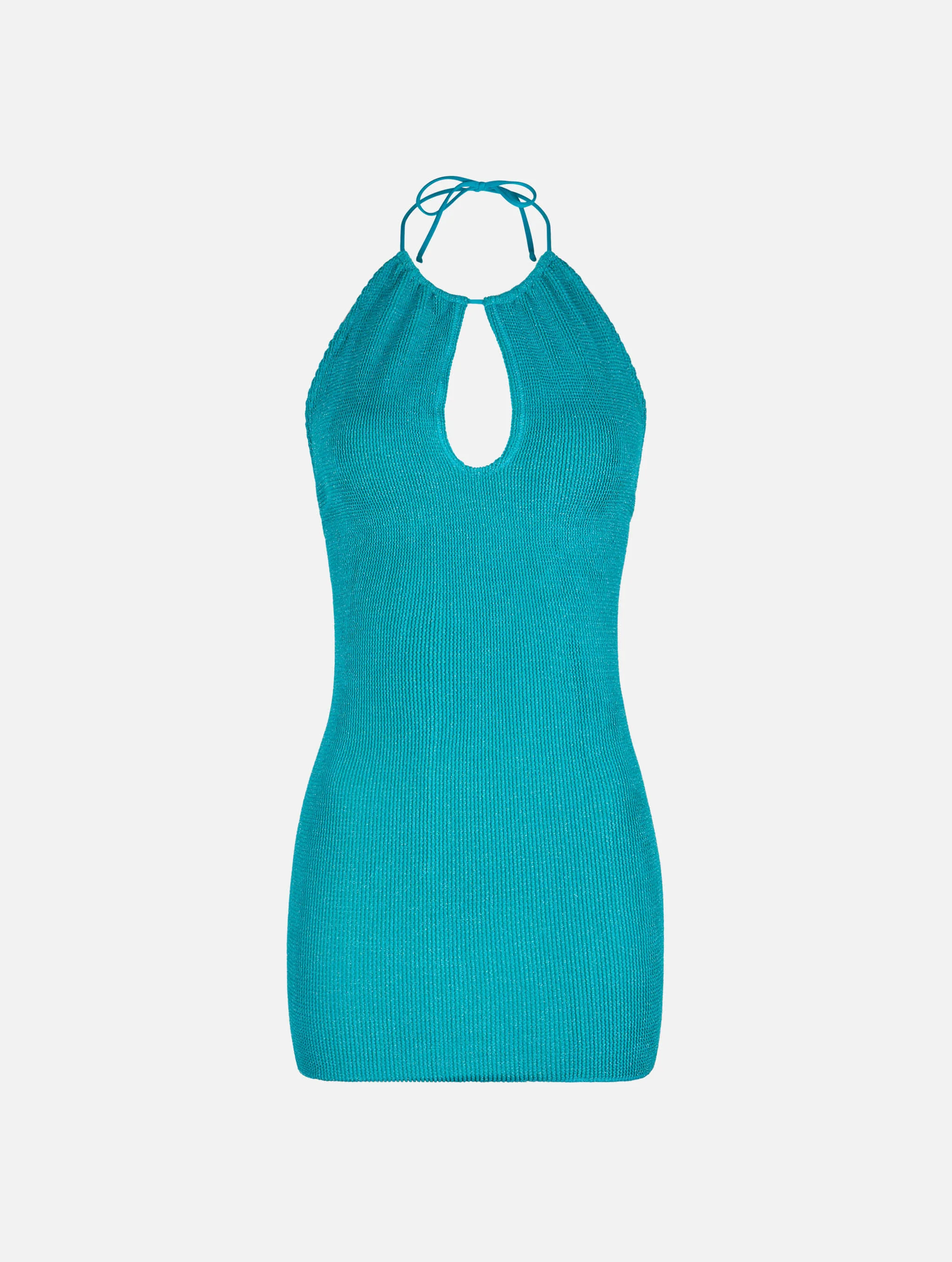 Green crinkle lurex Palmer halterneck dress - Image 4