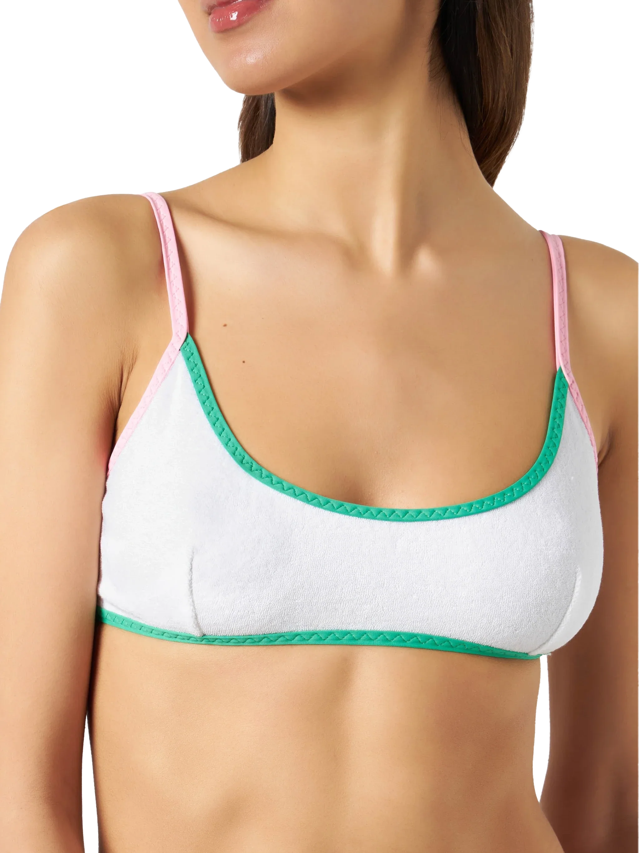 Judy Marielle white terry bralette bikini with piping - Image 4