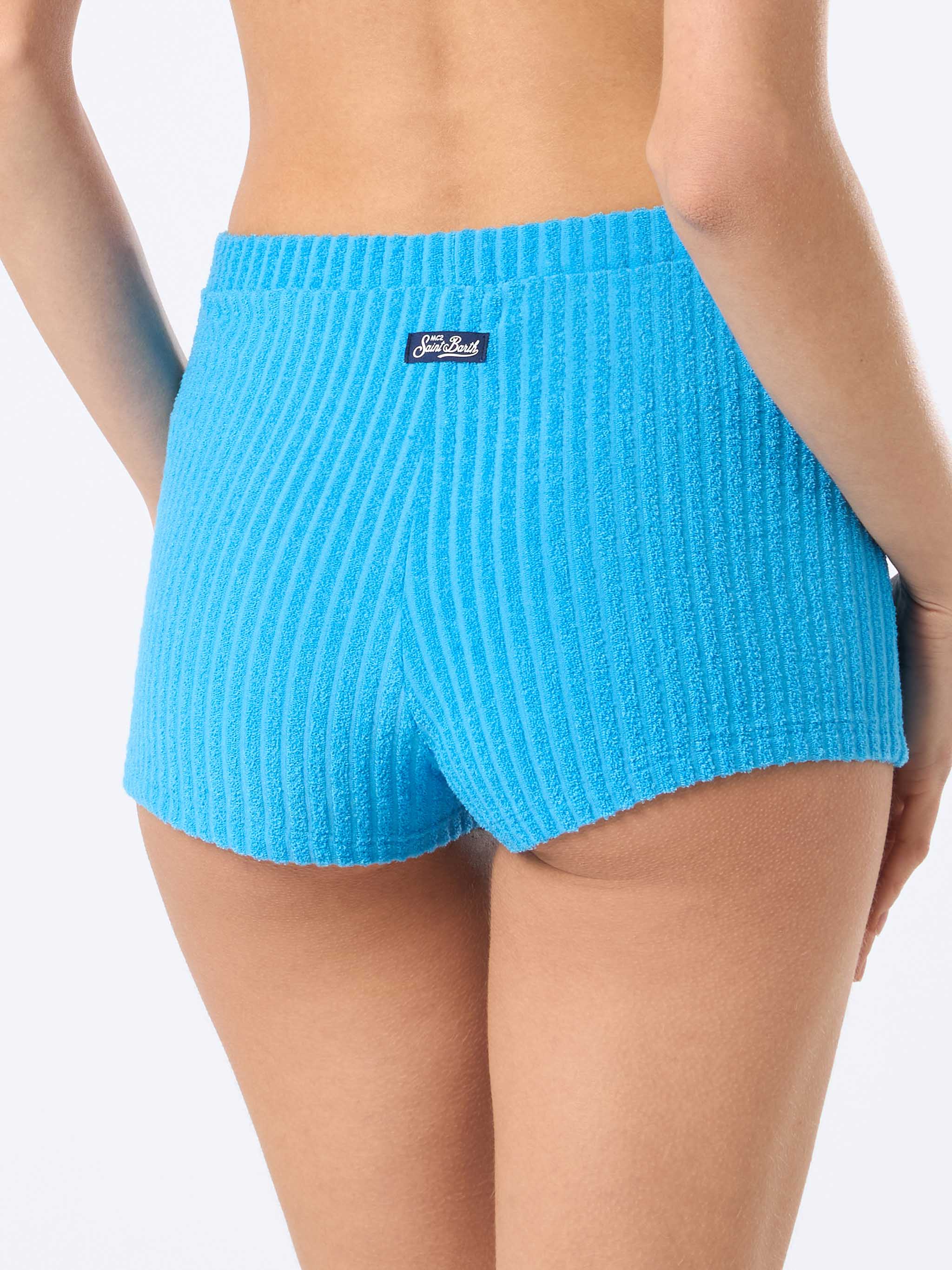 Sherlin turquoise striped terry shorts - Image 4
