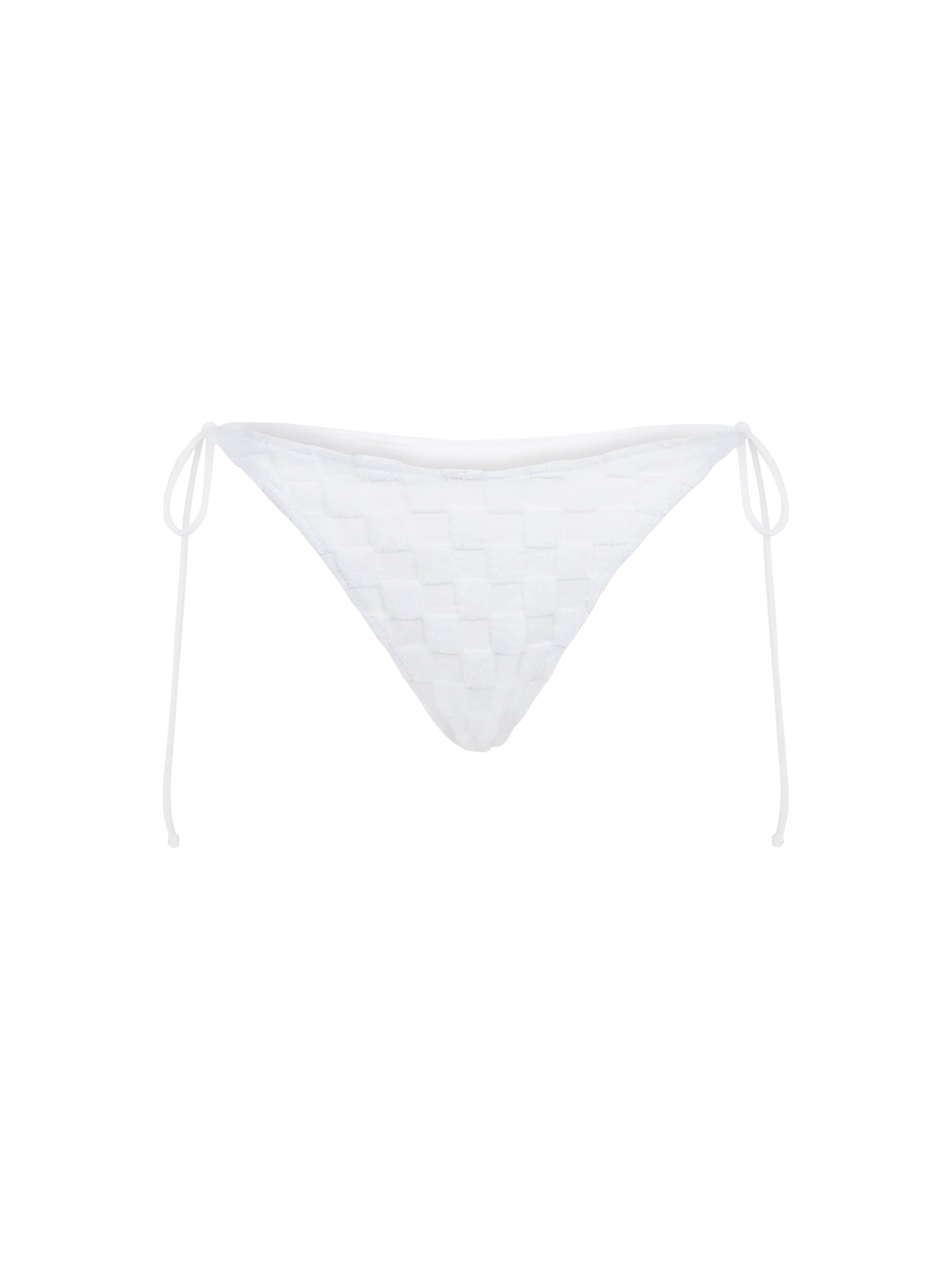 White Marielle terry swim briefs with check pattern