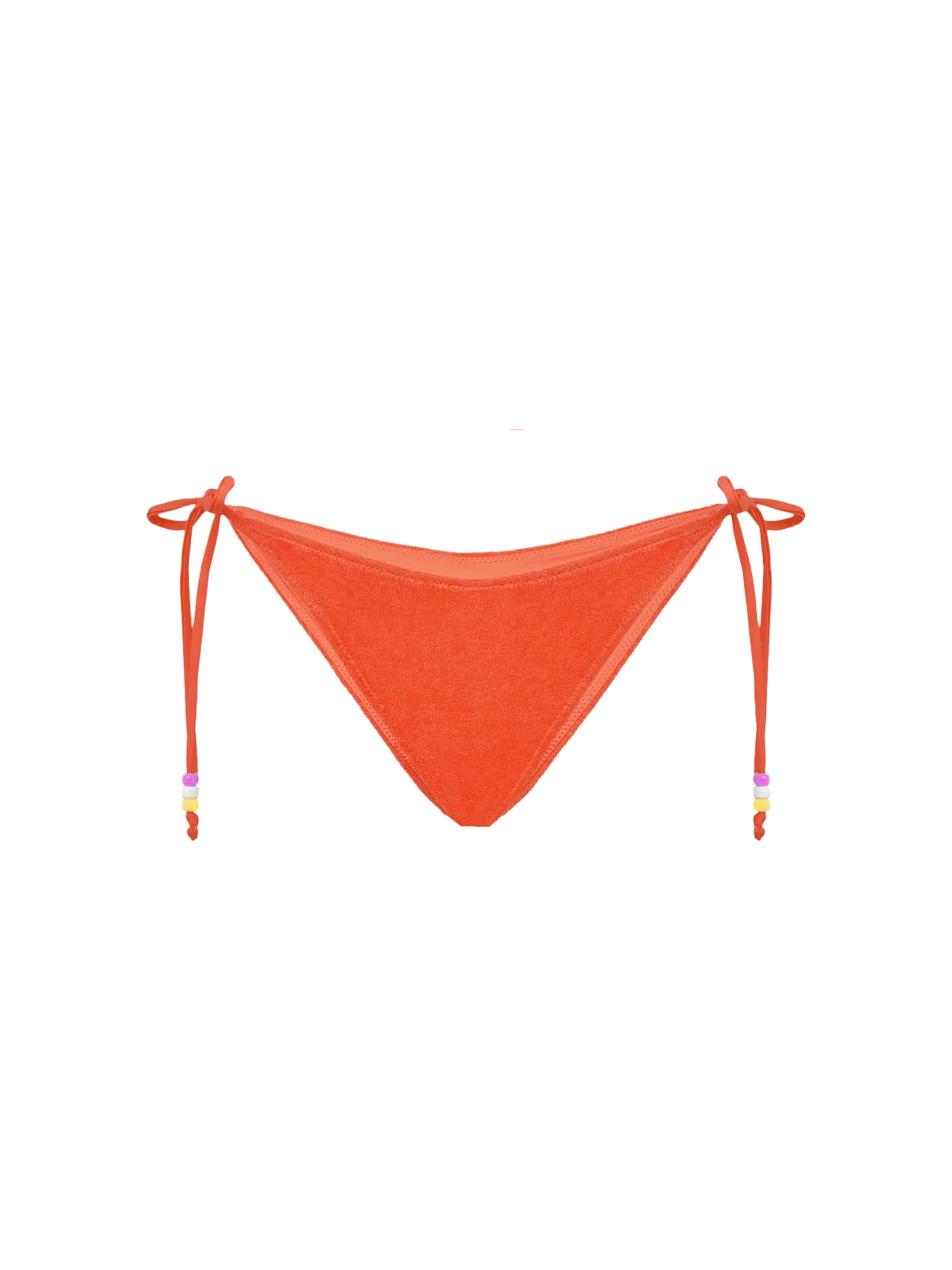 Orange Marielle terry swim briefs with charms