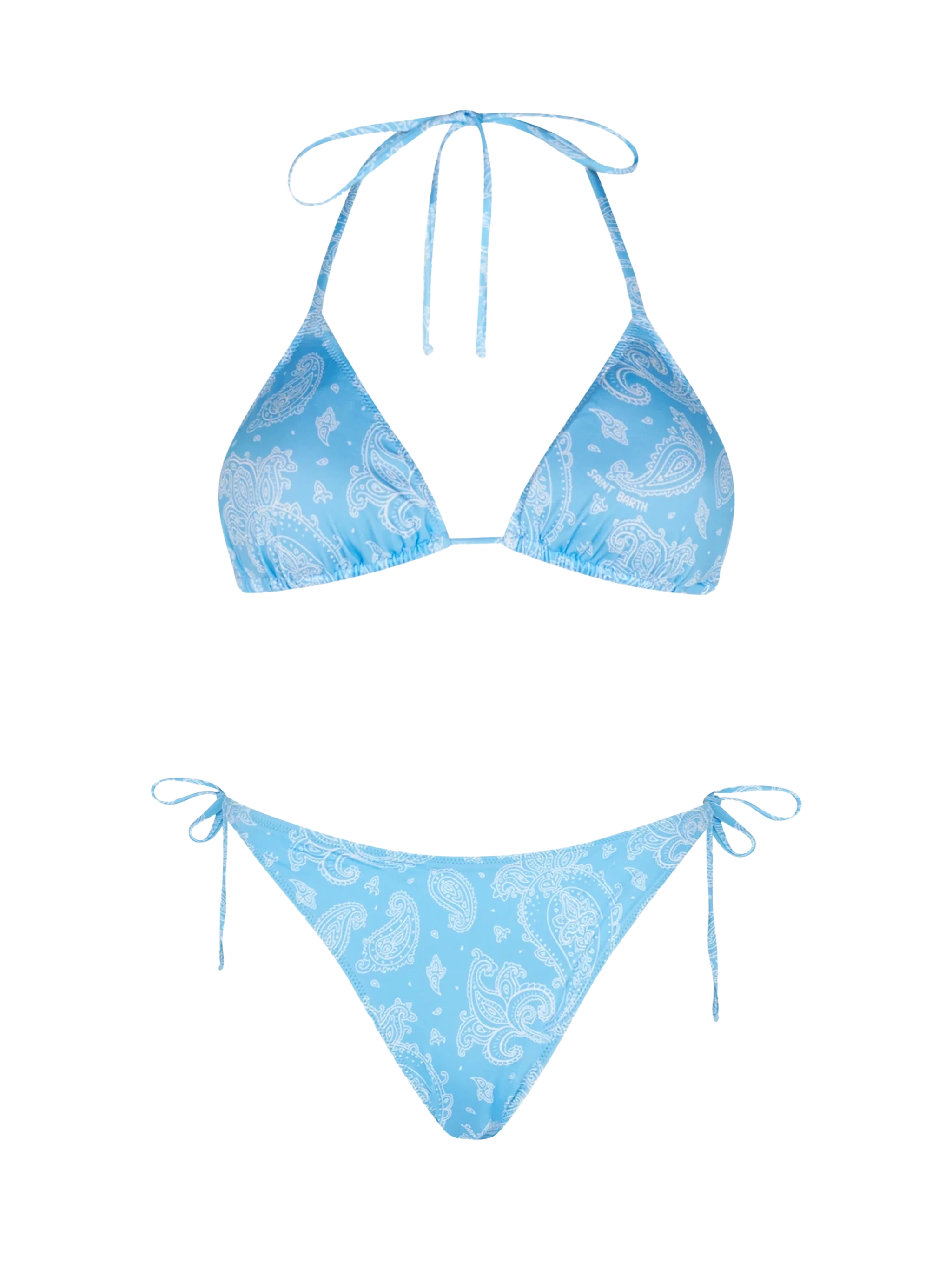 Leah Virgo light blue paisley triangle bikini