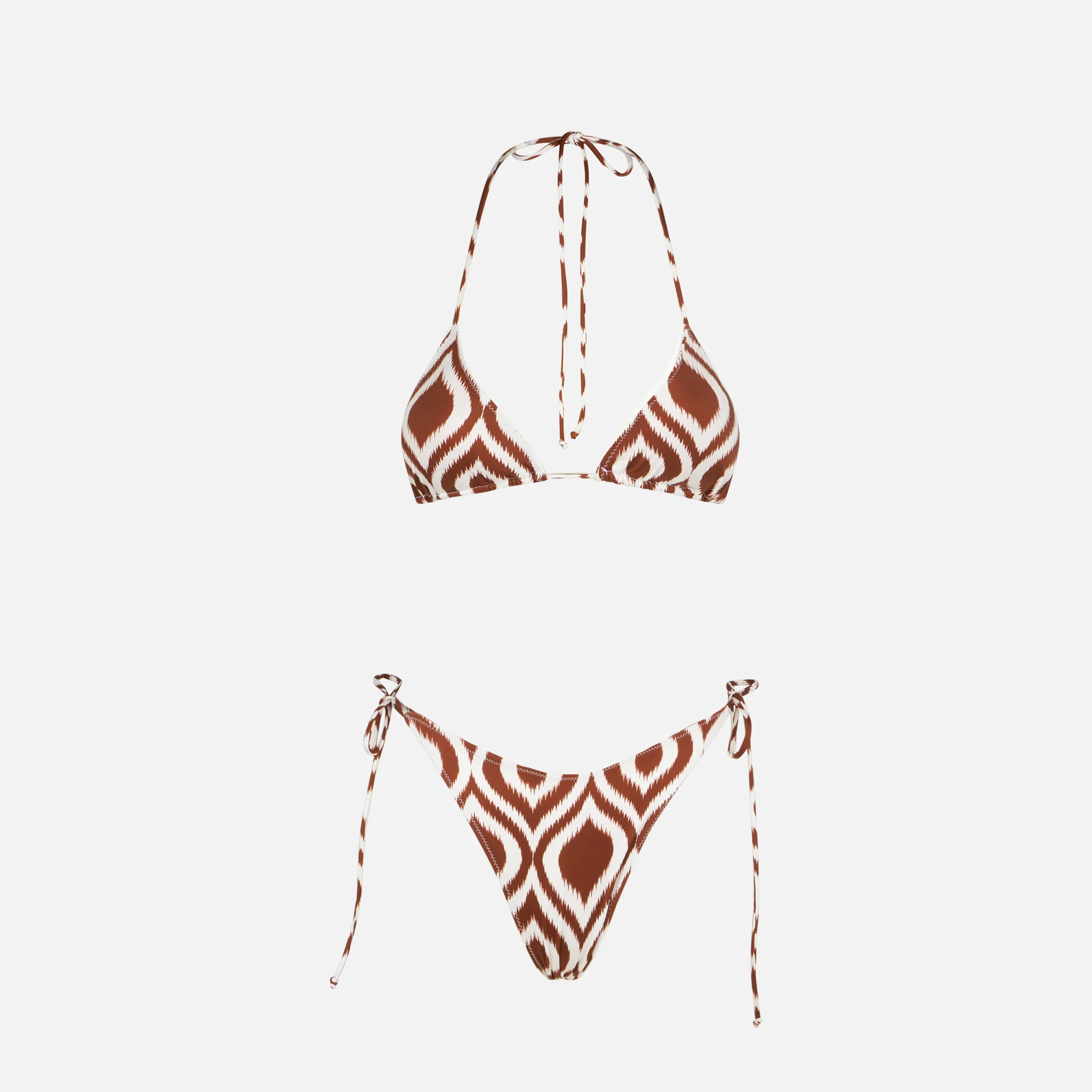 Leah Marielle brown and white pattern triangle bikini - Image 3