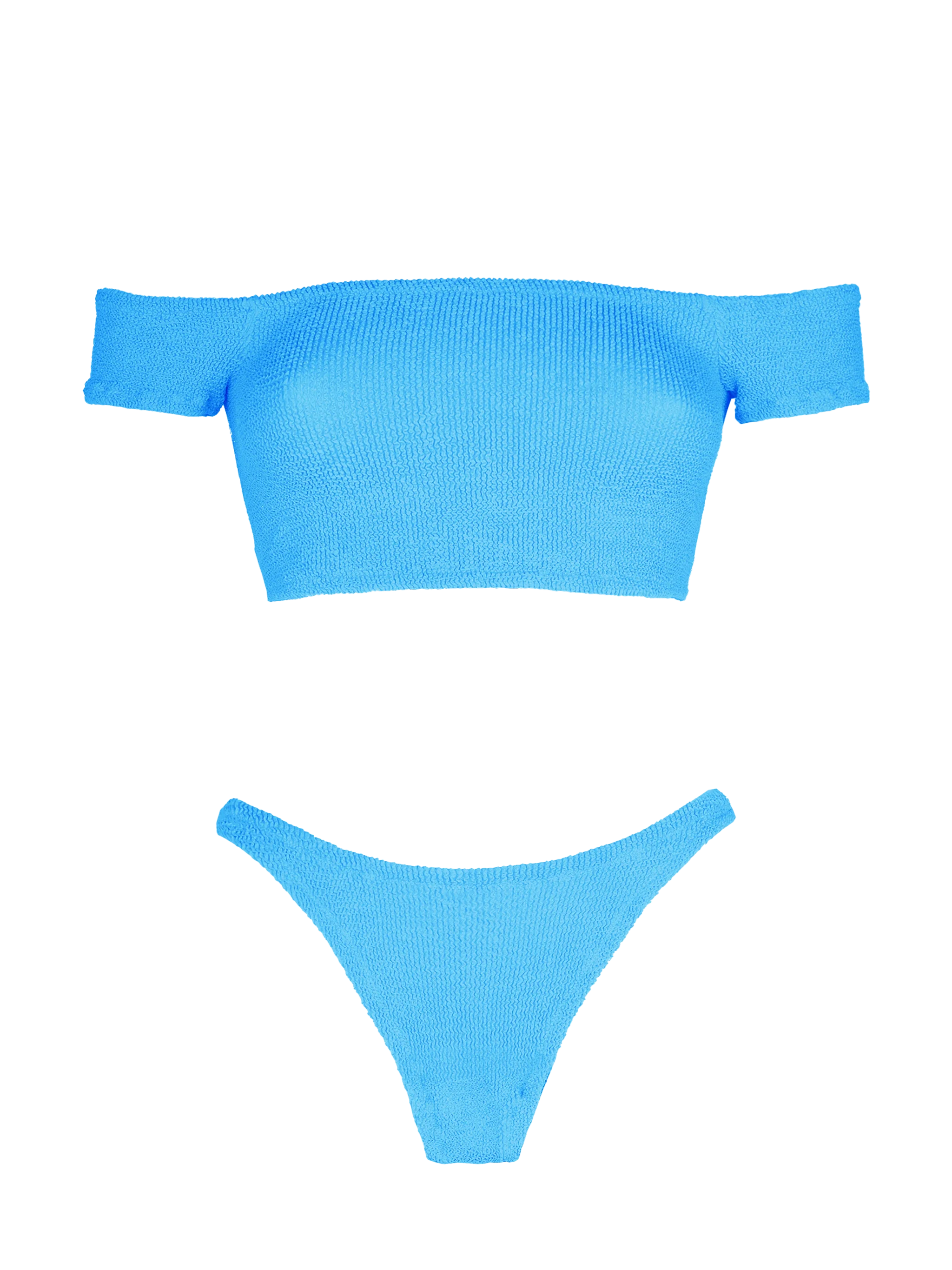Zena Elise turquoise crinkle wide strap bikini
