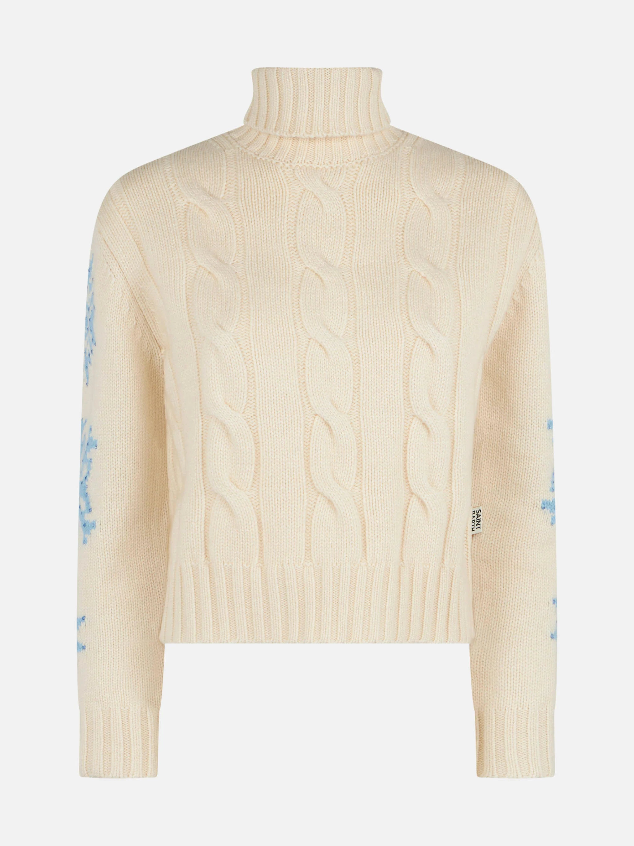 Adler white braided turtleneck sweater with snowflake rhinestones - Image 4