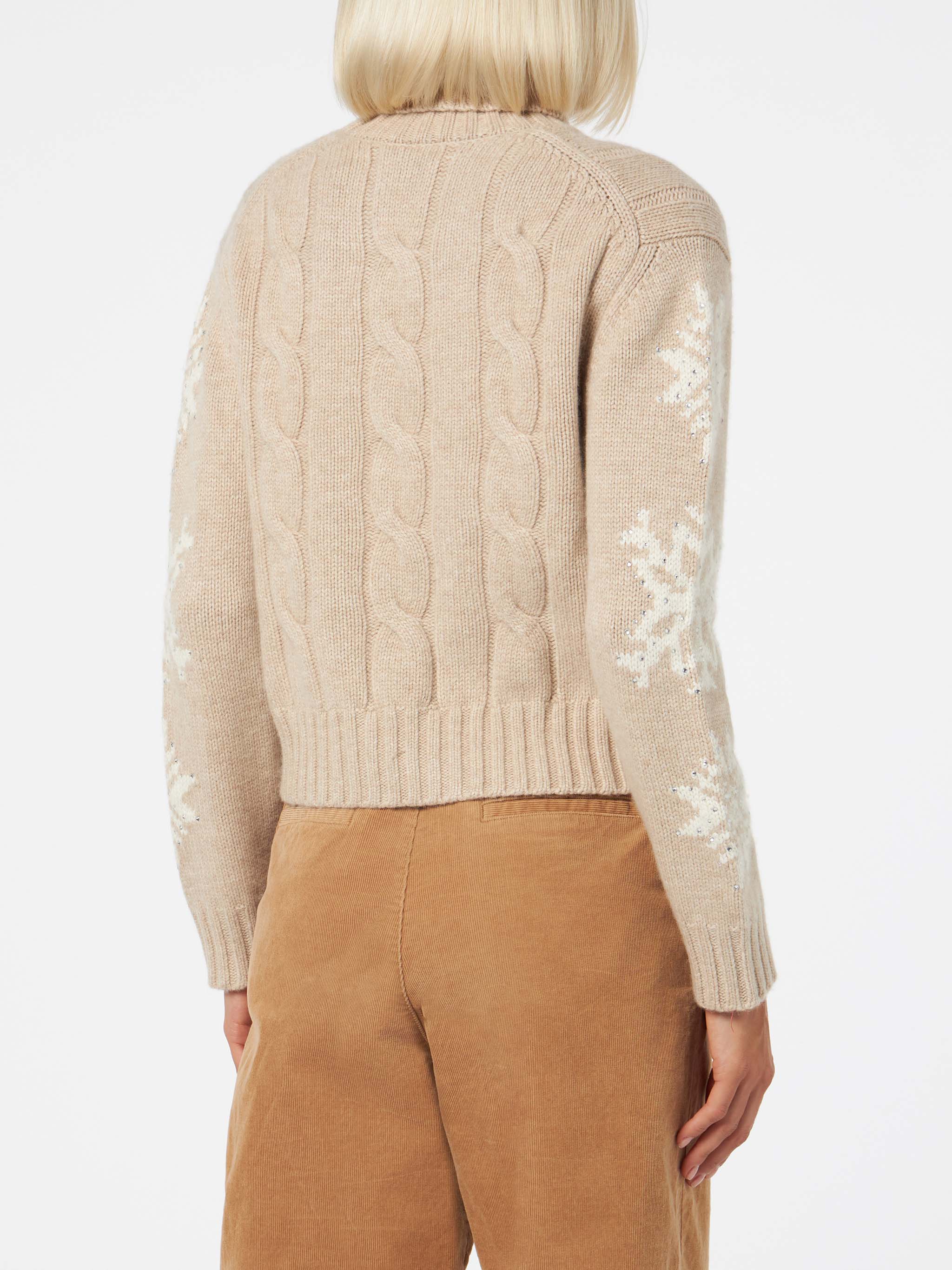 Adler beige cable knit turtleneck sweater with rhinestones - Image 3