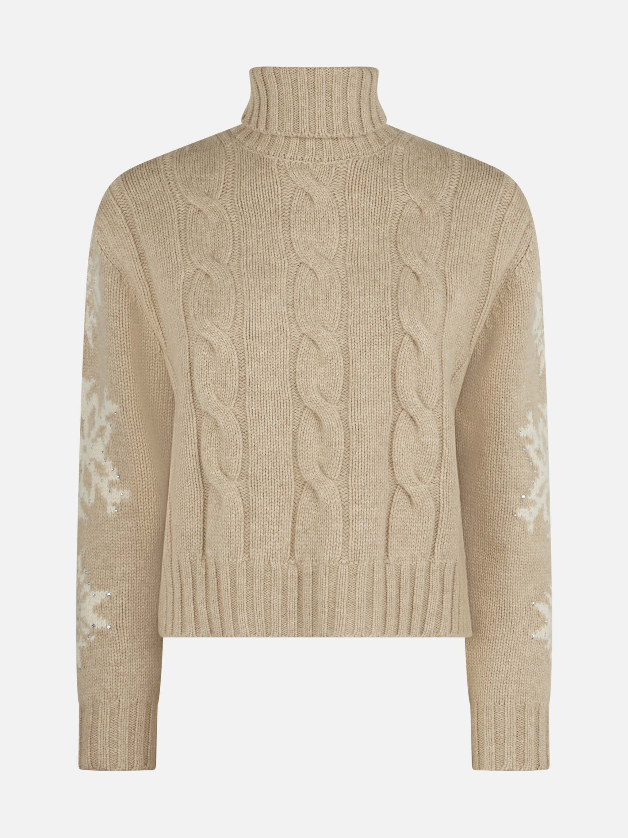Adler beige cable knit turtleneck sweater with rhinestones - Image 4