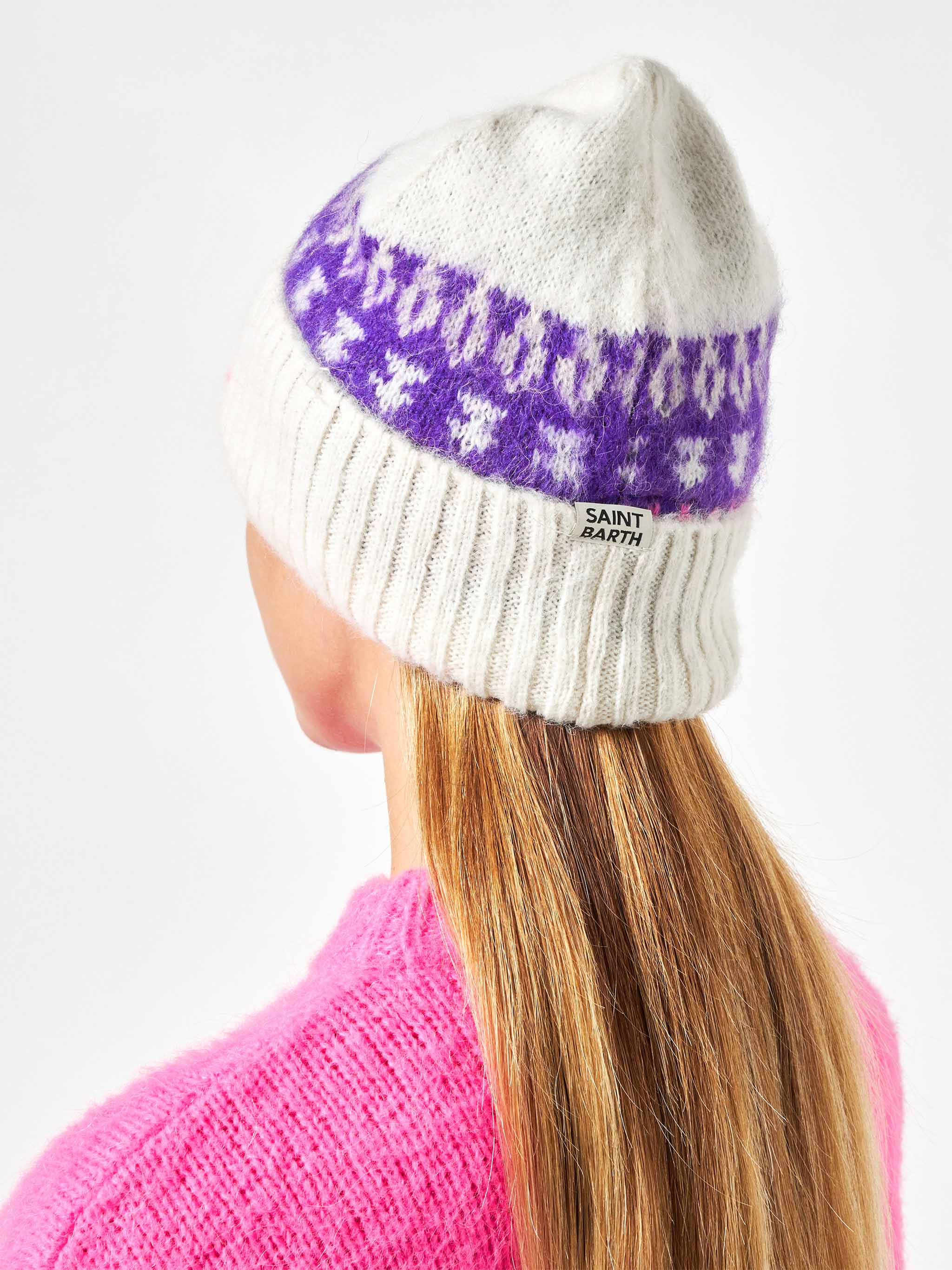 White jacquard Wengen Nordic beanie - Image 2