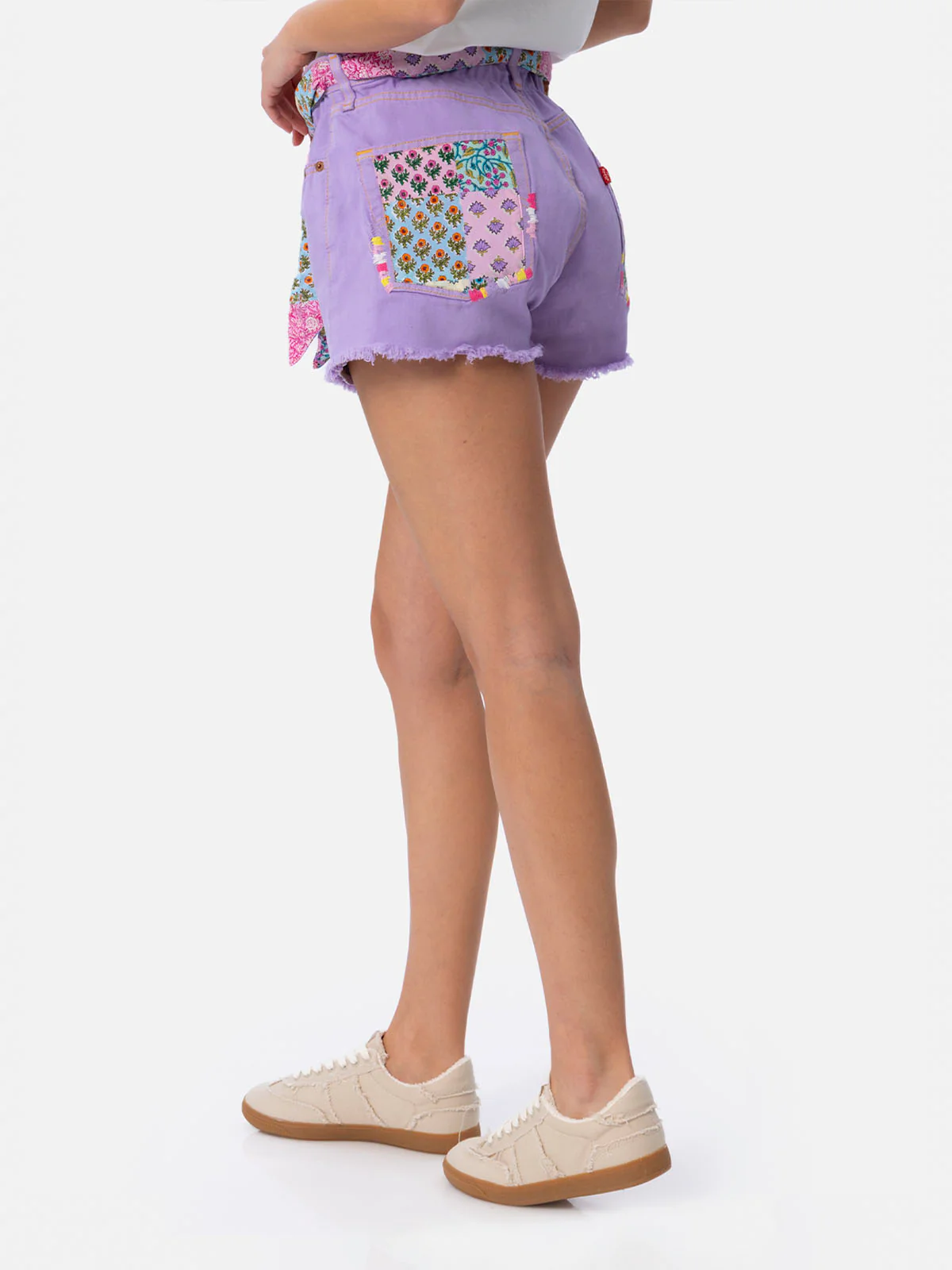 Arizona upcycled denim shorts with patches - Image 2