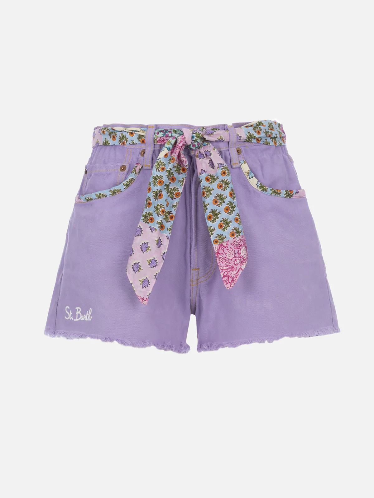 Arizona upcycled denim shorts with patches - Image 3