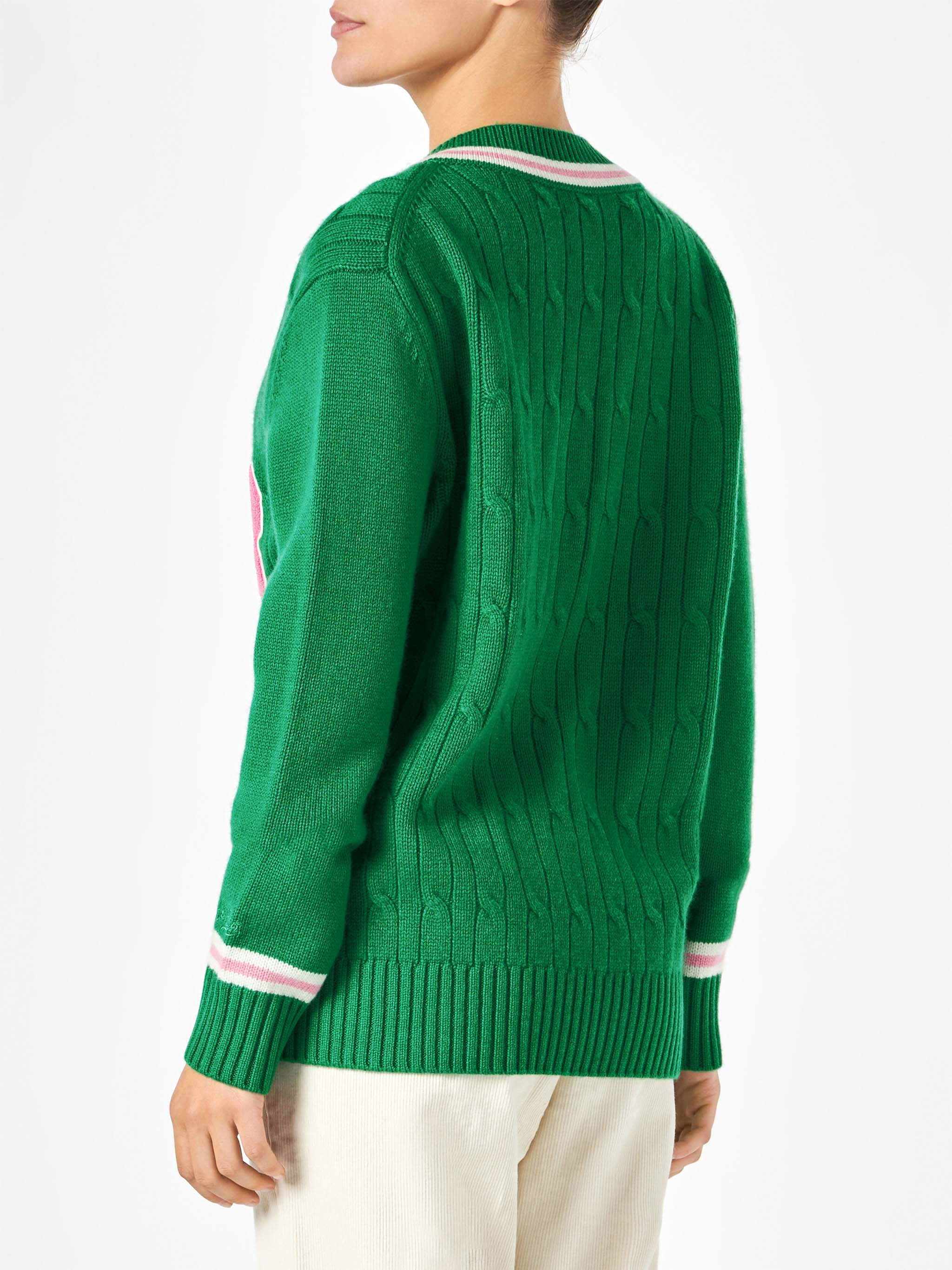 Green braided Roger V-neck sweater - Image 4