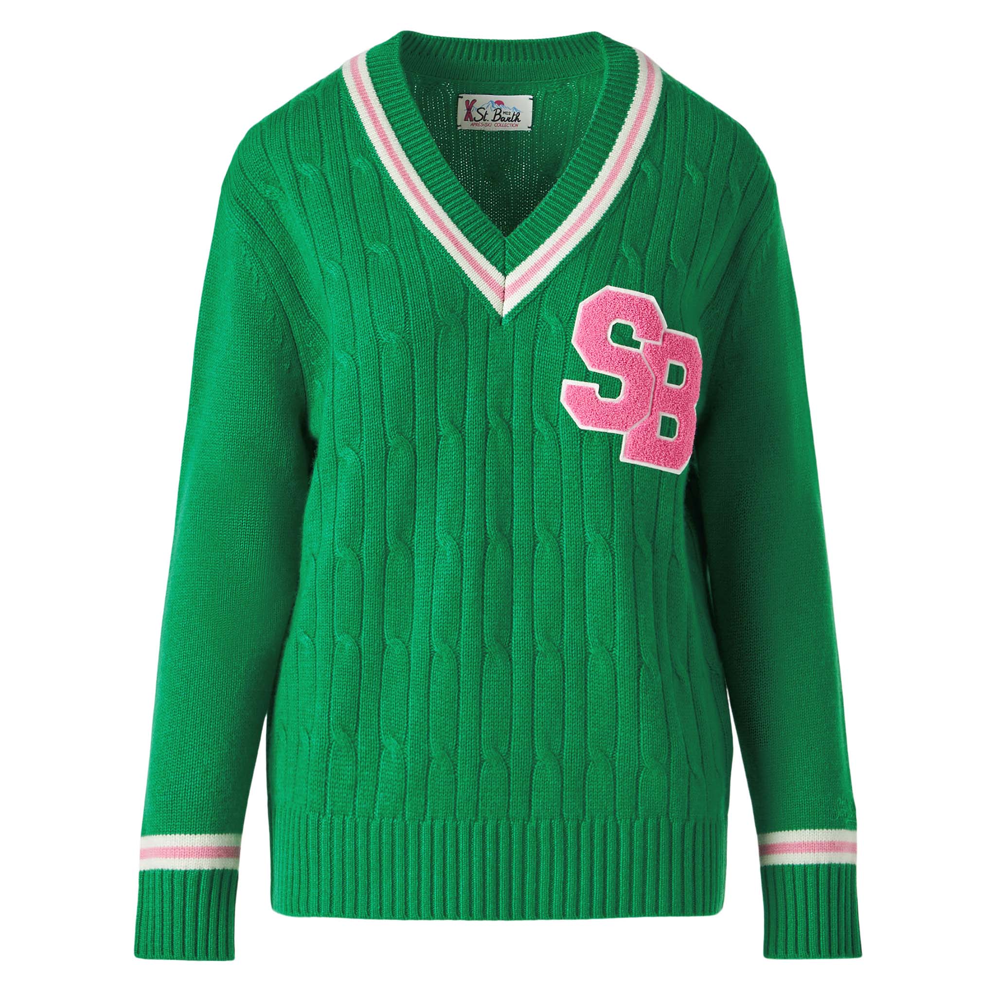 Green braided Roger V-neck sweater - Image 5
