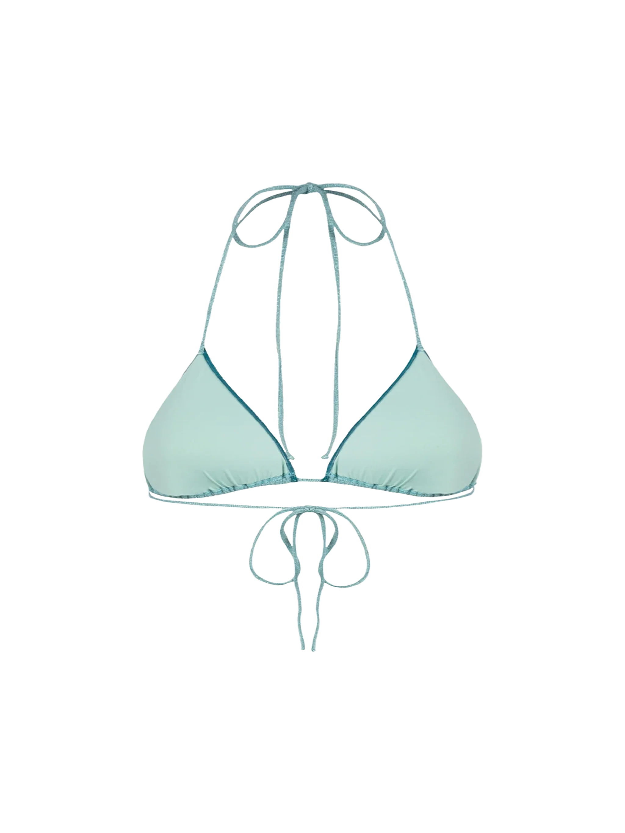 Leah water green lurex triangle bikini top - Image 2