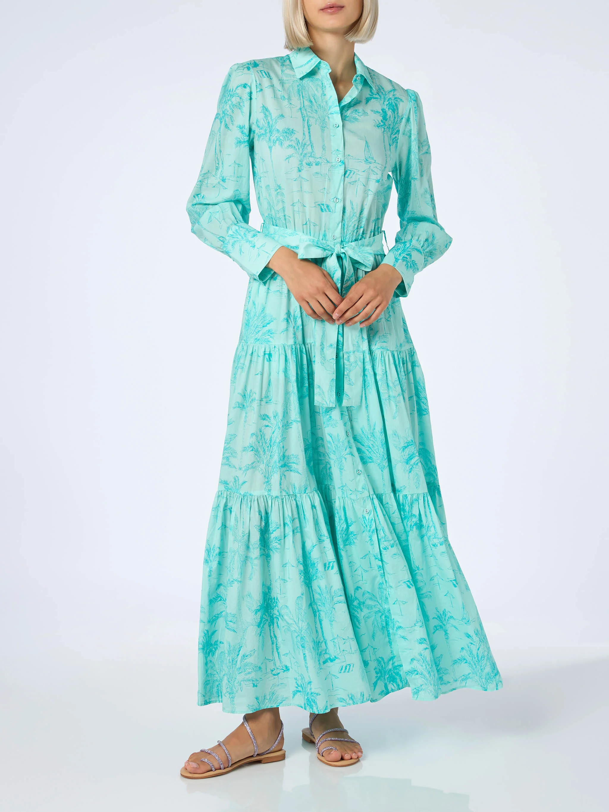 Jensen water green toile de jouy cotton dress