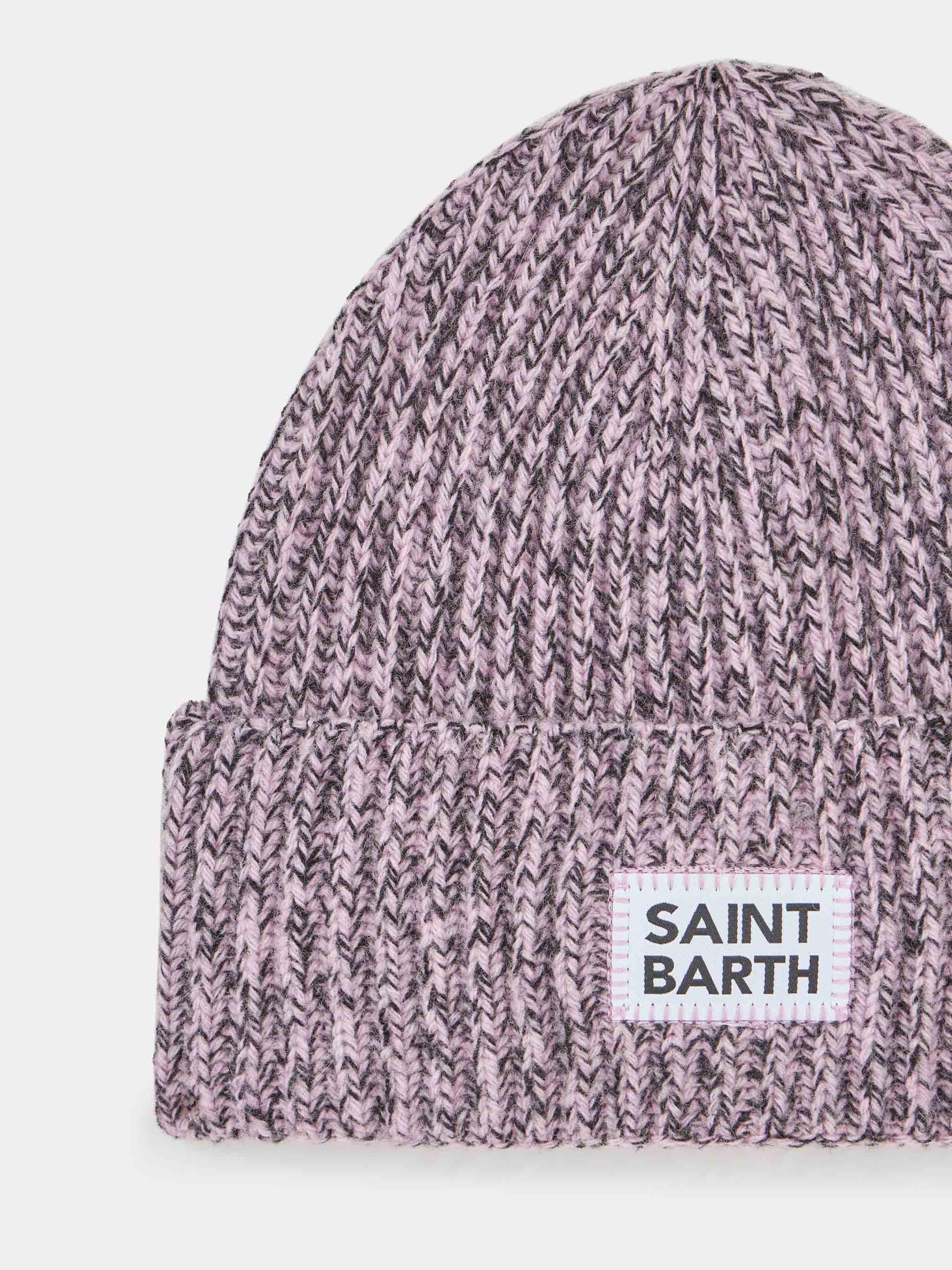 White and pink mouliné beanie with Saint Barth embroidery - Image 2