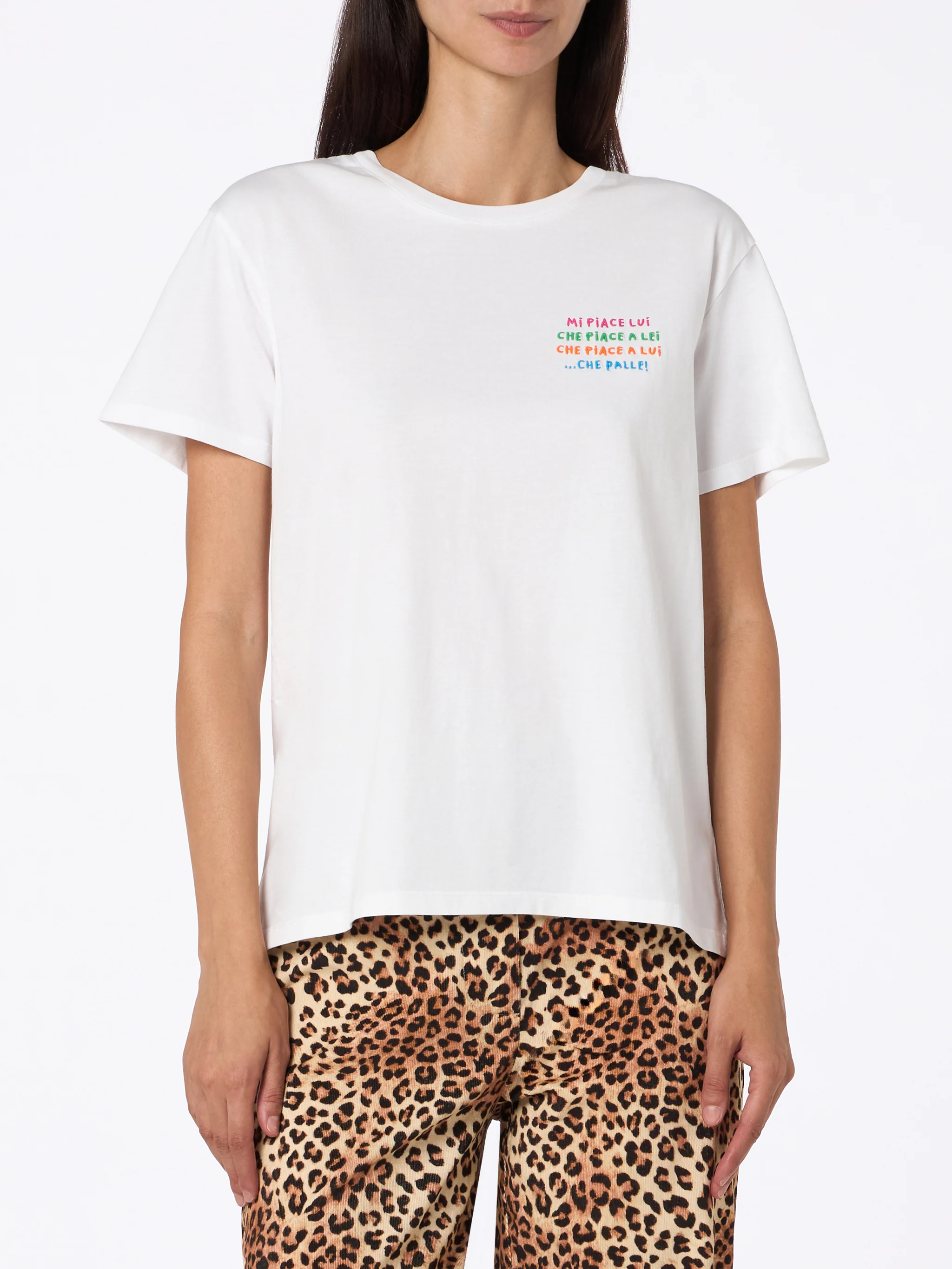 White Emilie cotton t-shirt with embroidery - Image 2