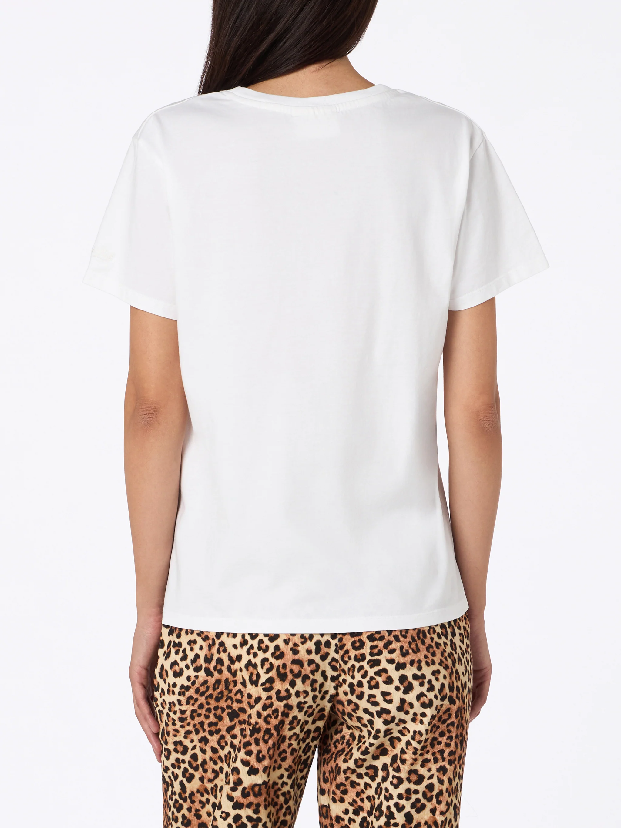 White Emilie cotton t-shirt with embroidery - Image 4