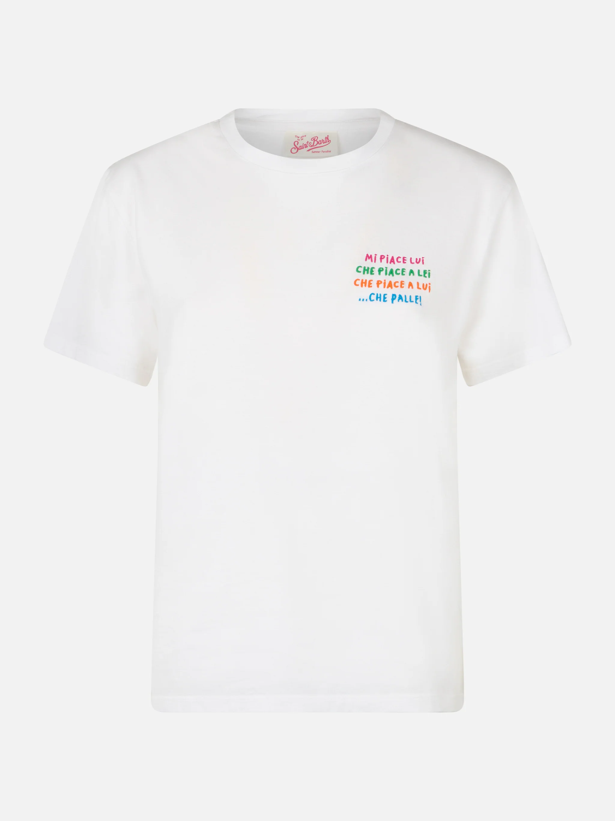 White Emilie cotton t-shirt with embroidery - Image 5