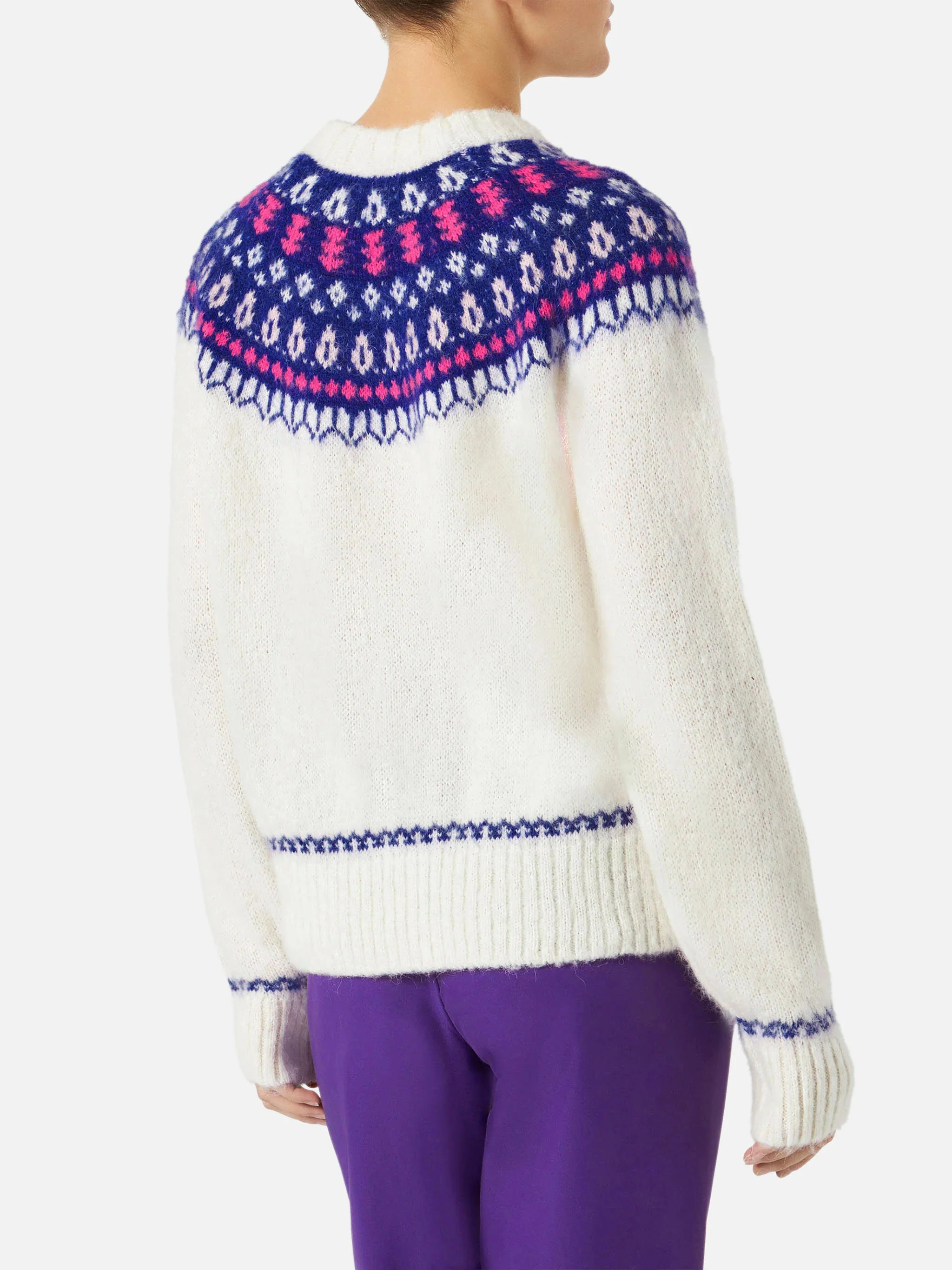 White New Queen Nordic Soft sweater with jacquard pattern - Image 3