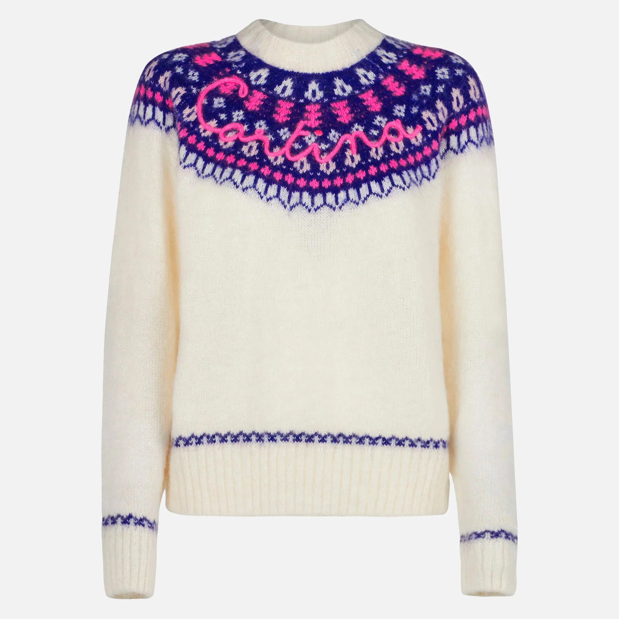 White New Queen Nordic Soft sweater with jacquard pattern - Image 4