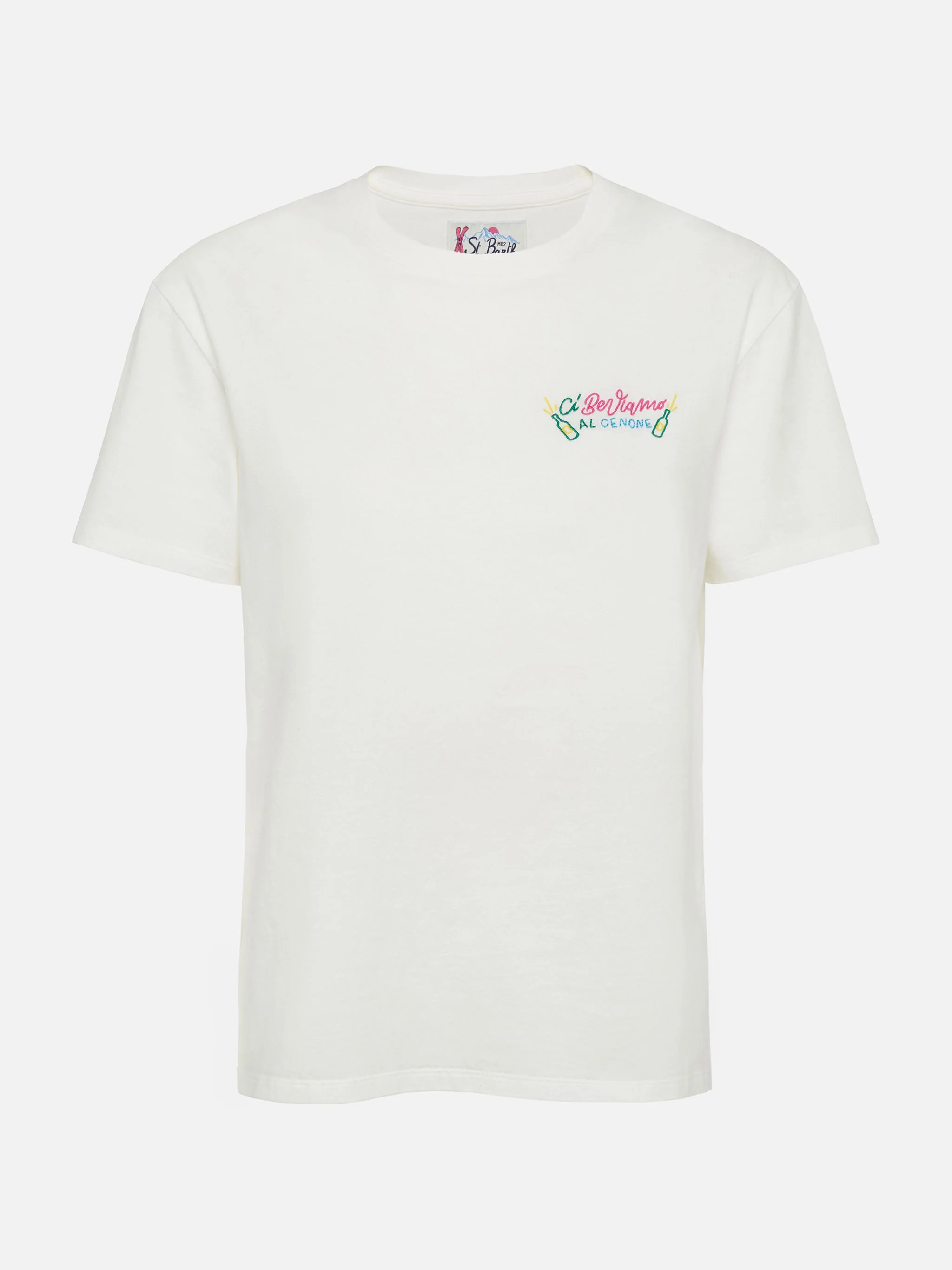 Winter cotton t-shirt Emilie with Ci beviamo al cenone embroidery | INSULTI LUMINOSI SPECIAL EDITION - Image 4