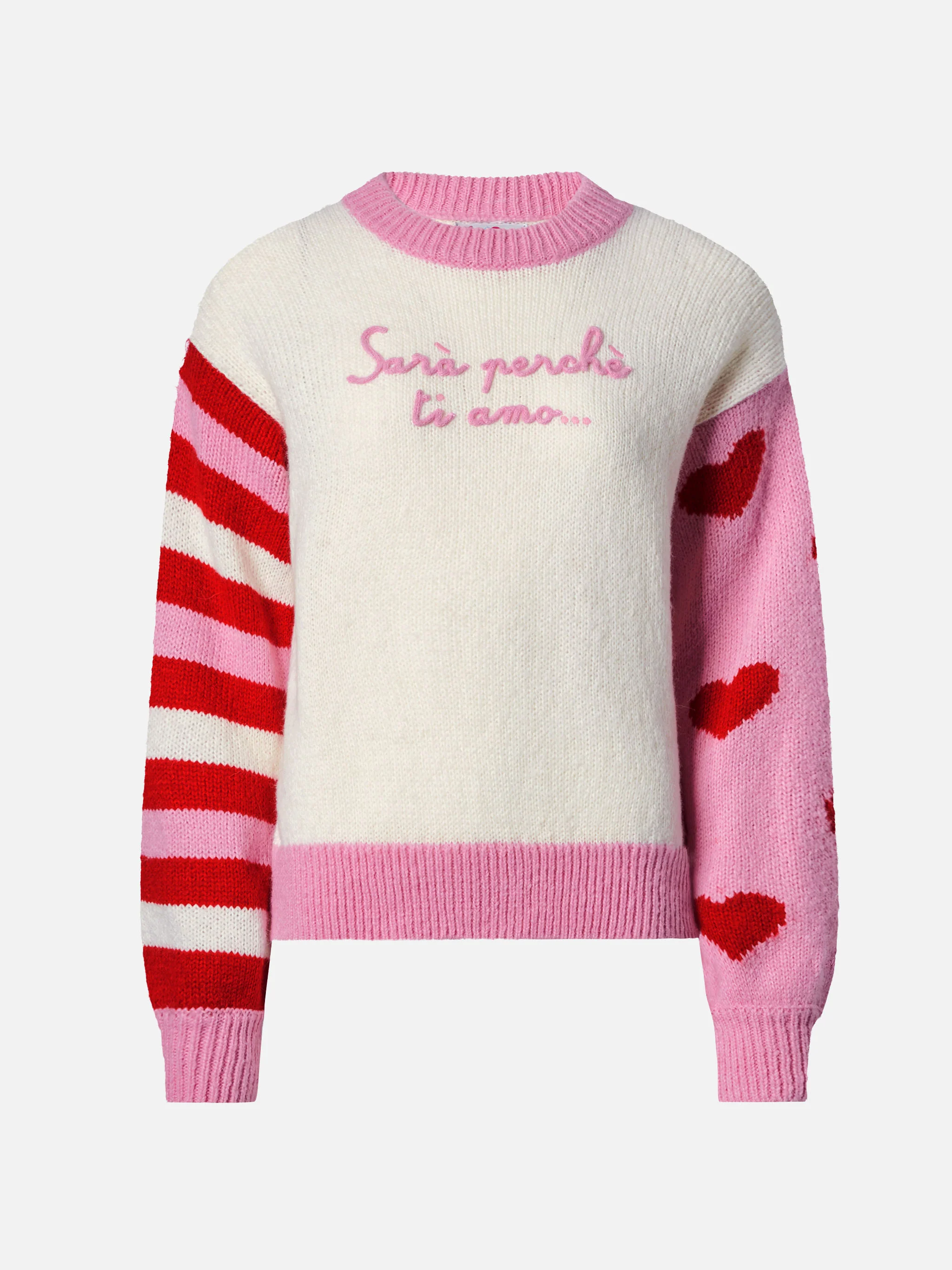 Alpaca sweater Danya with Sarà perchè ti amo embroidery - Image 5