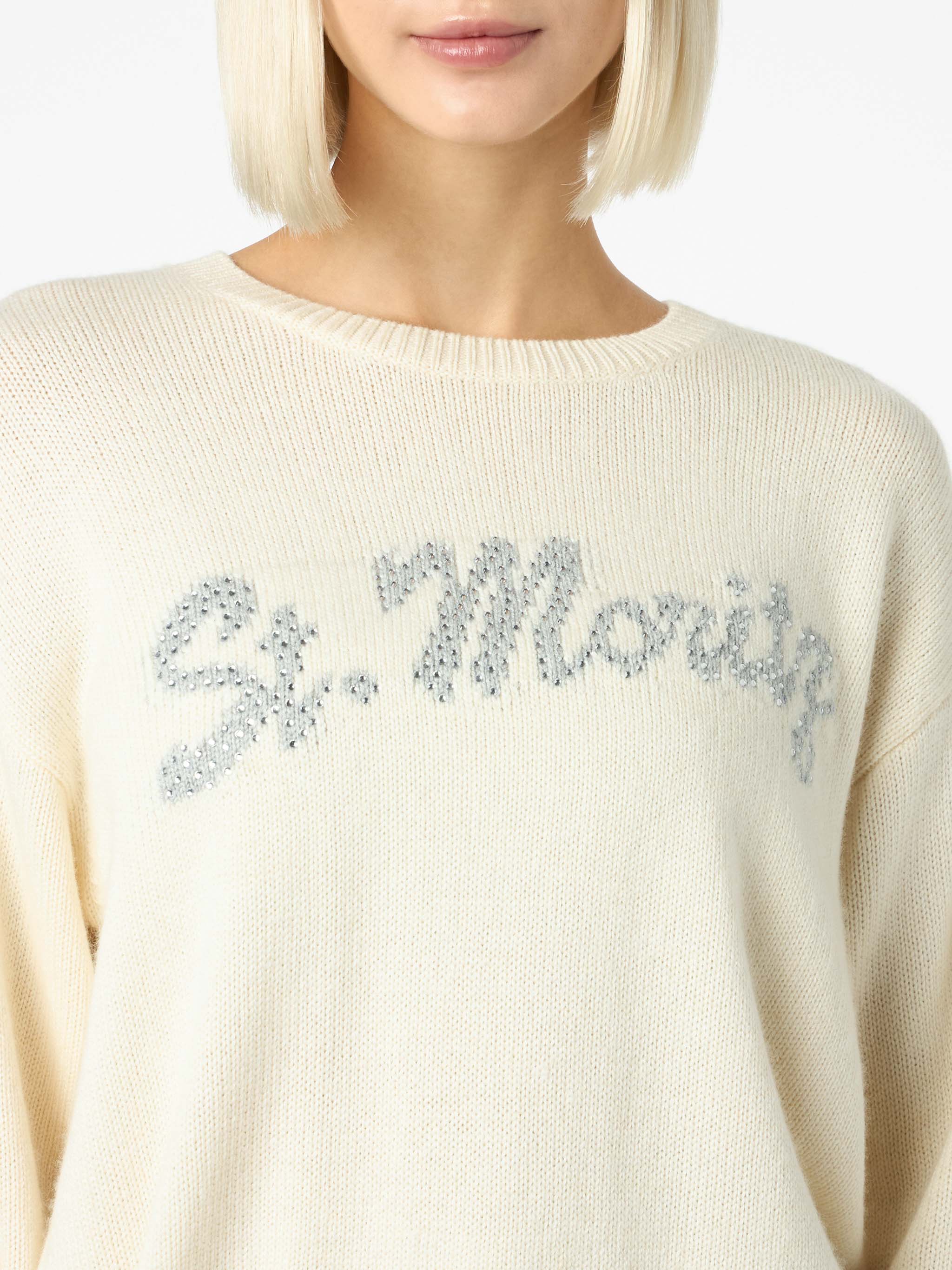 Louise white sweater with St. Moritz rhinestones | Special Edition - Image 2