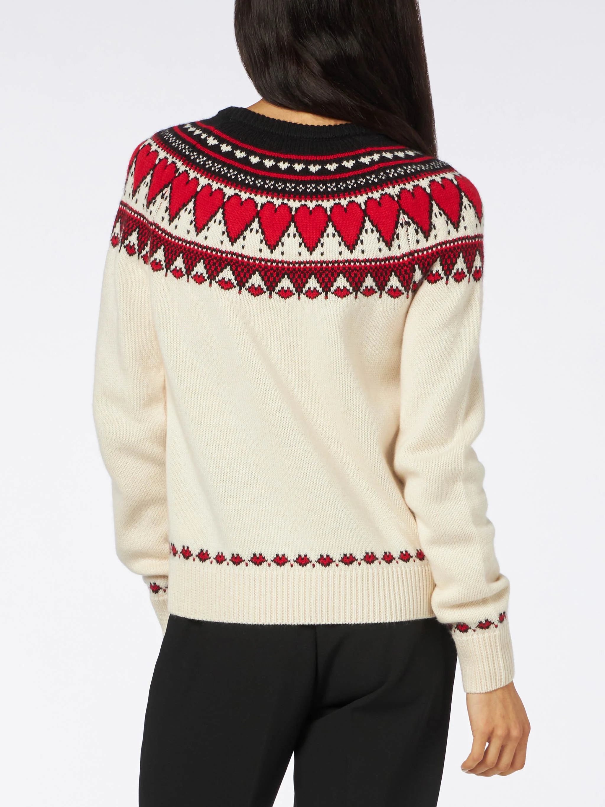 New Queen Nordic white sweater with heart jacquard - Image 3