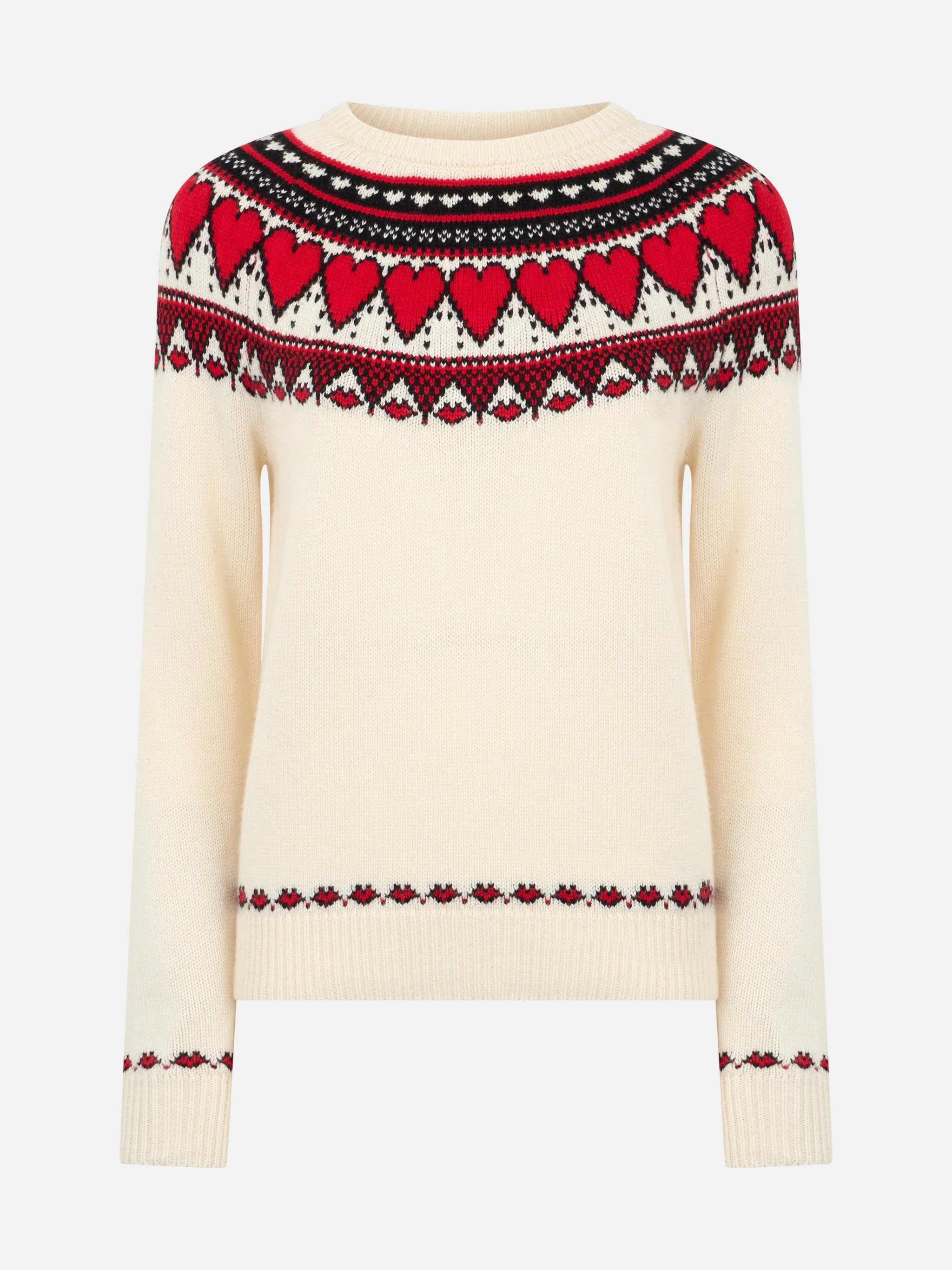New Queen Nordic white sweater with heart jacquard - Image 4