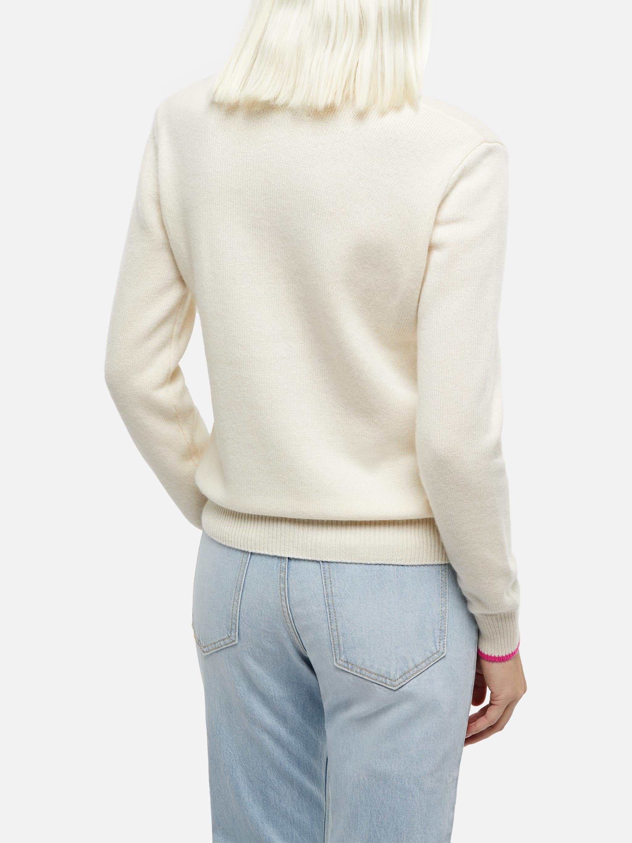 Maglia New Queen con jacquard Viziata e strass bianca - Image 3