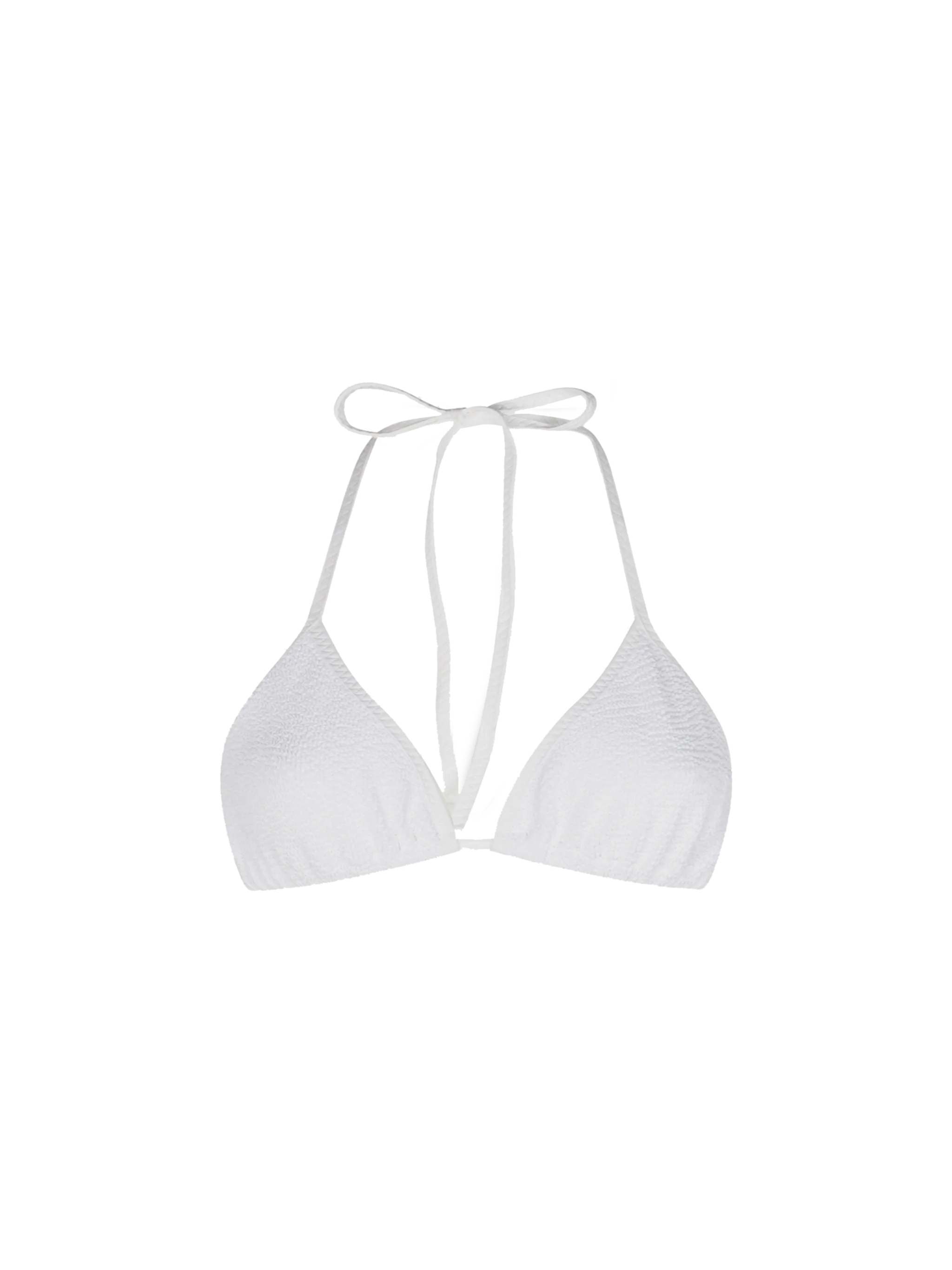 Leah white crinkle triangle bikini top