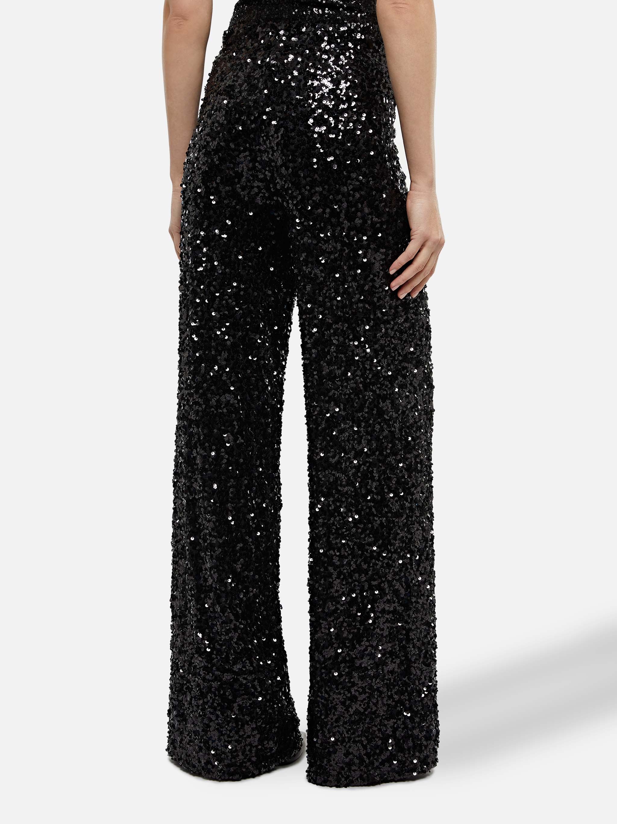 Lucette black sequin wide-leg pants - Image 3