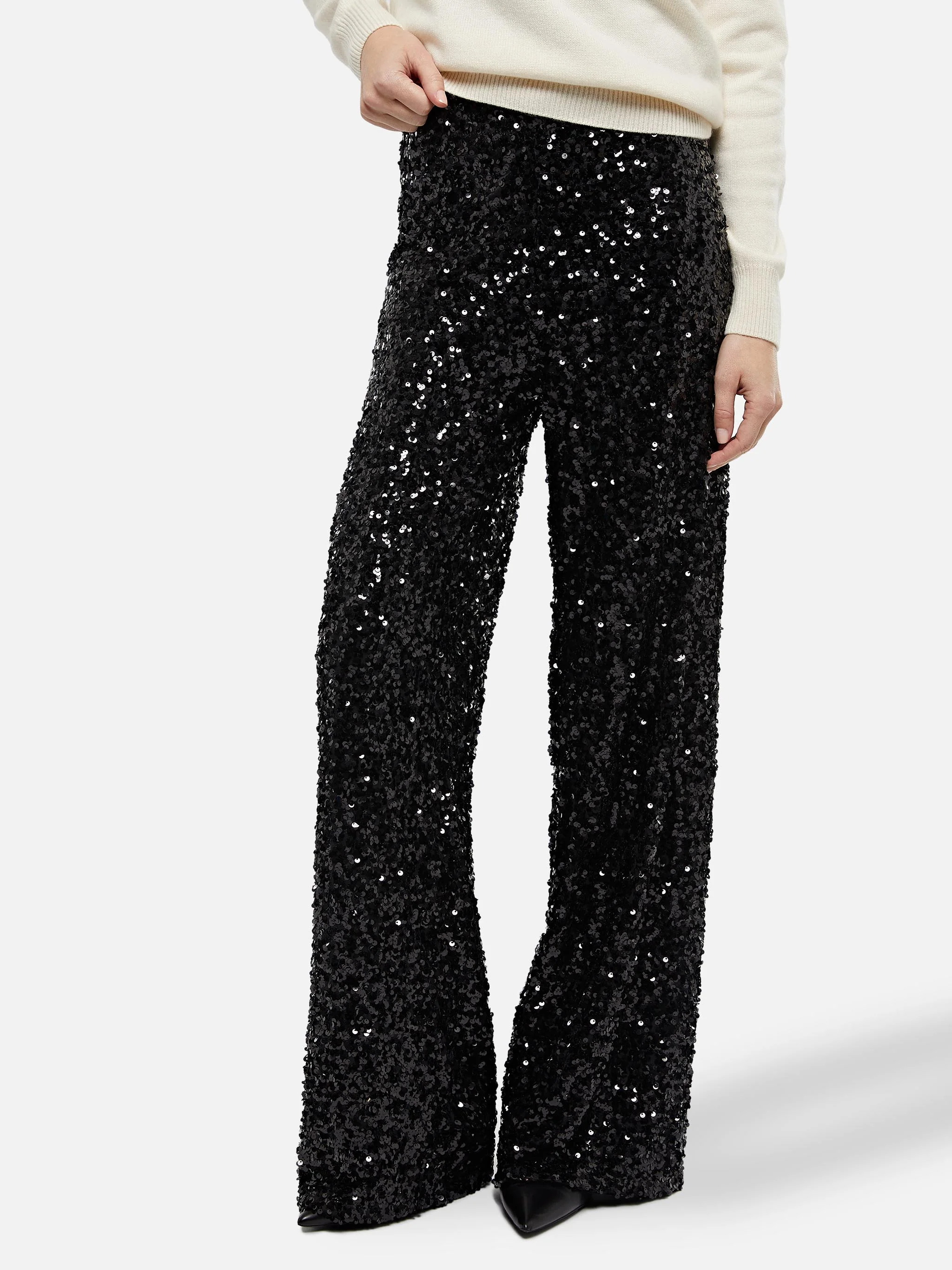 Lucette black sequin wide-leg pants - Image 4