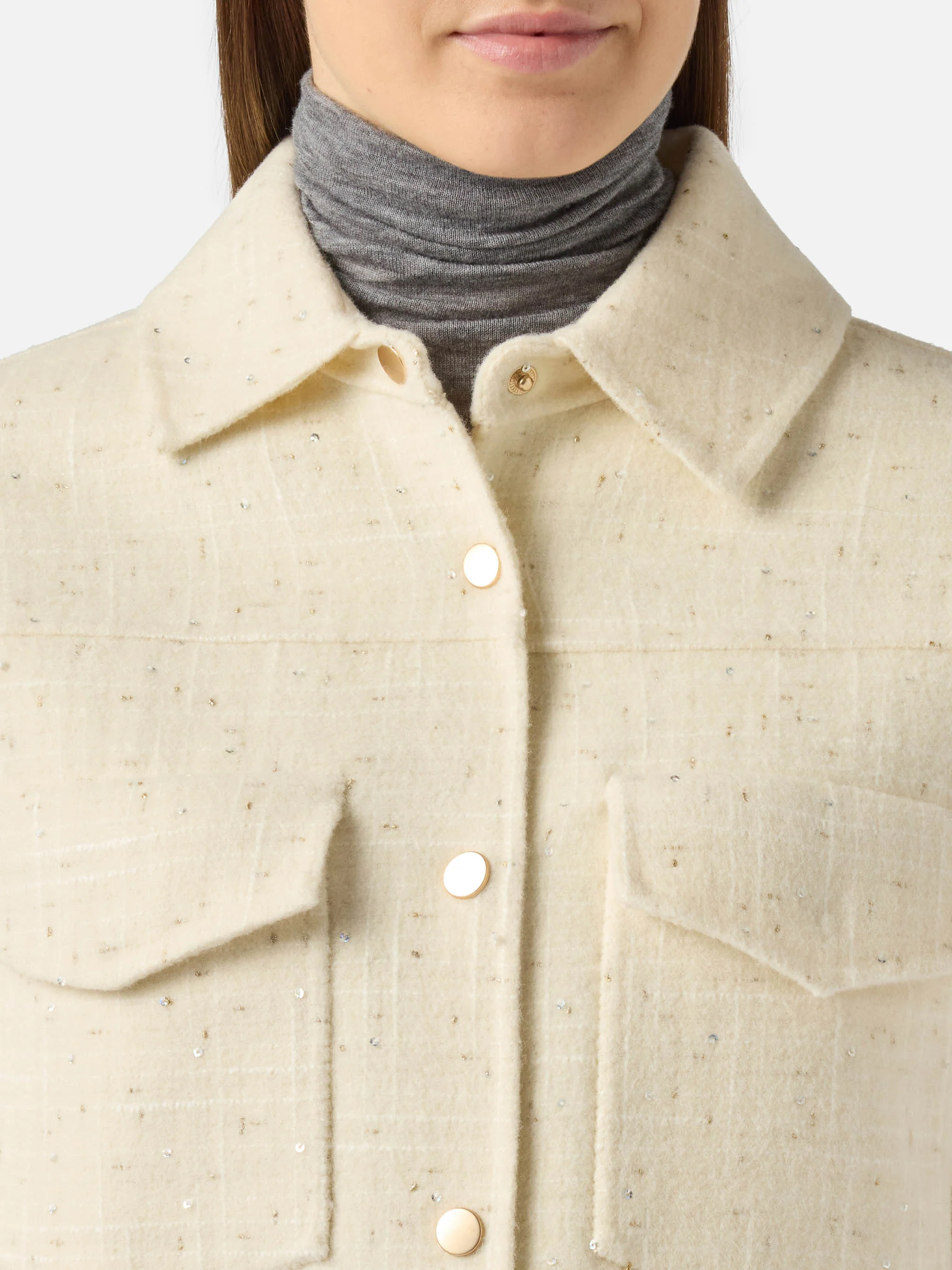 Chantel white tweed jacket with sequins - Image 3