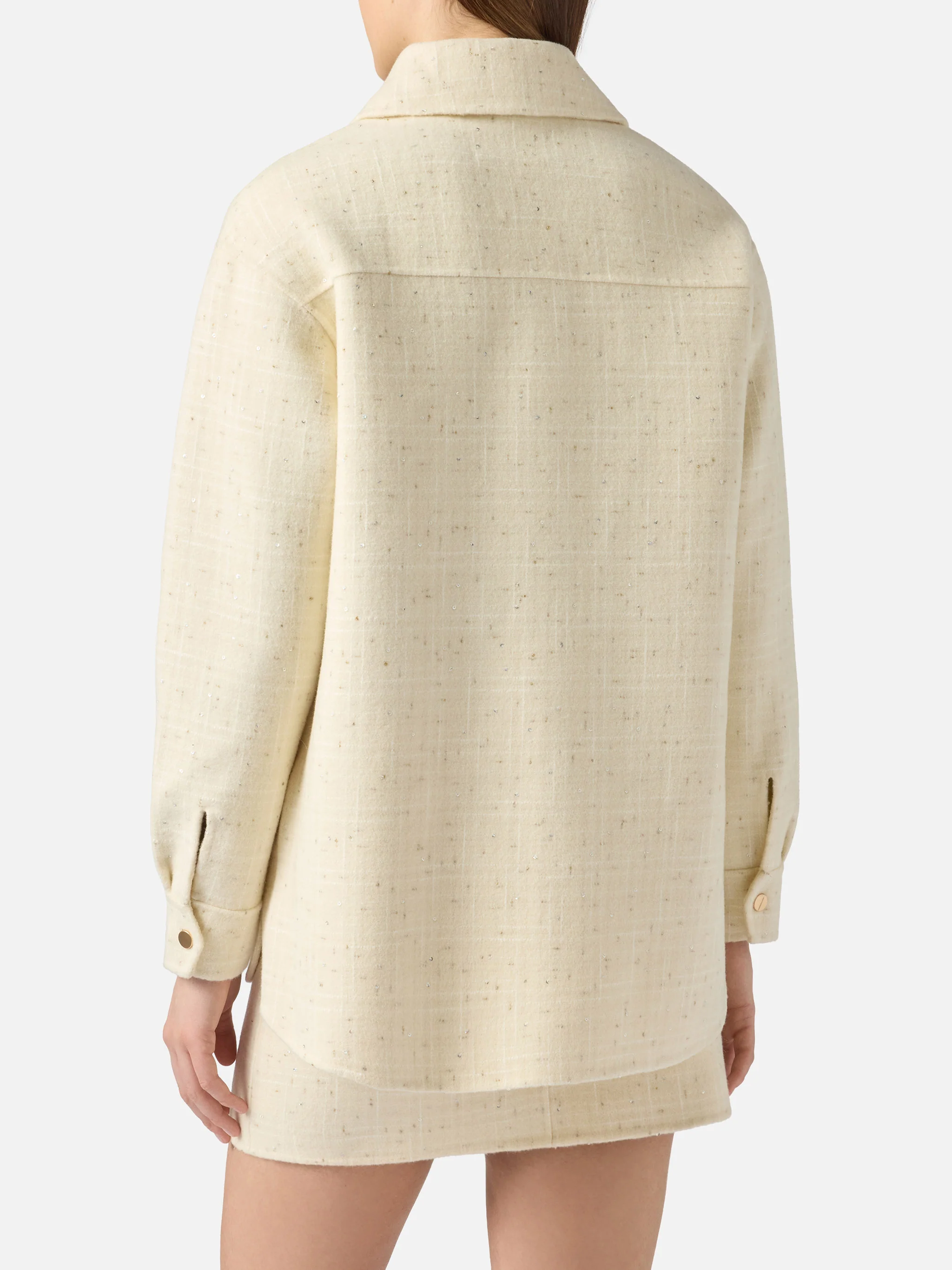 Chantel white tweed jacket with sequins - Image 4