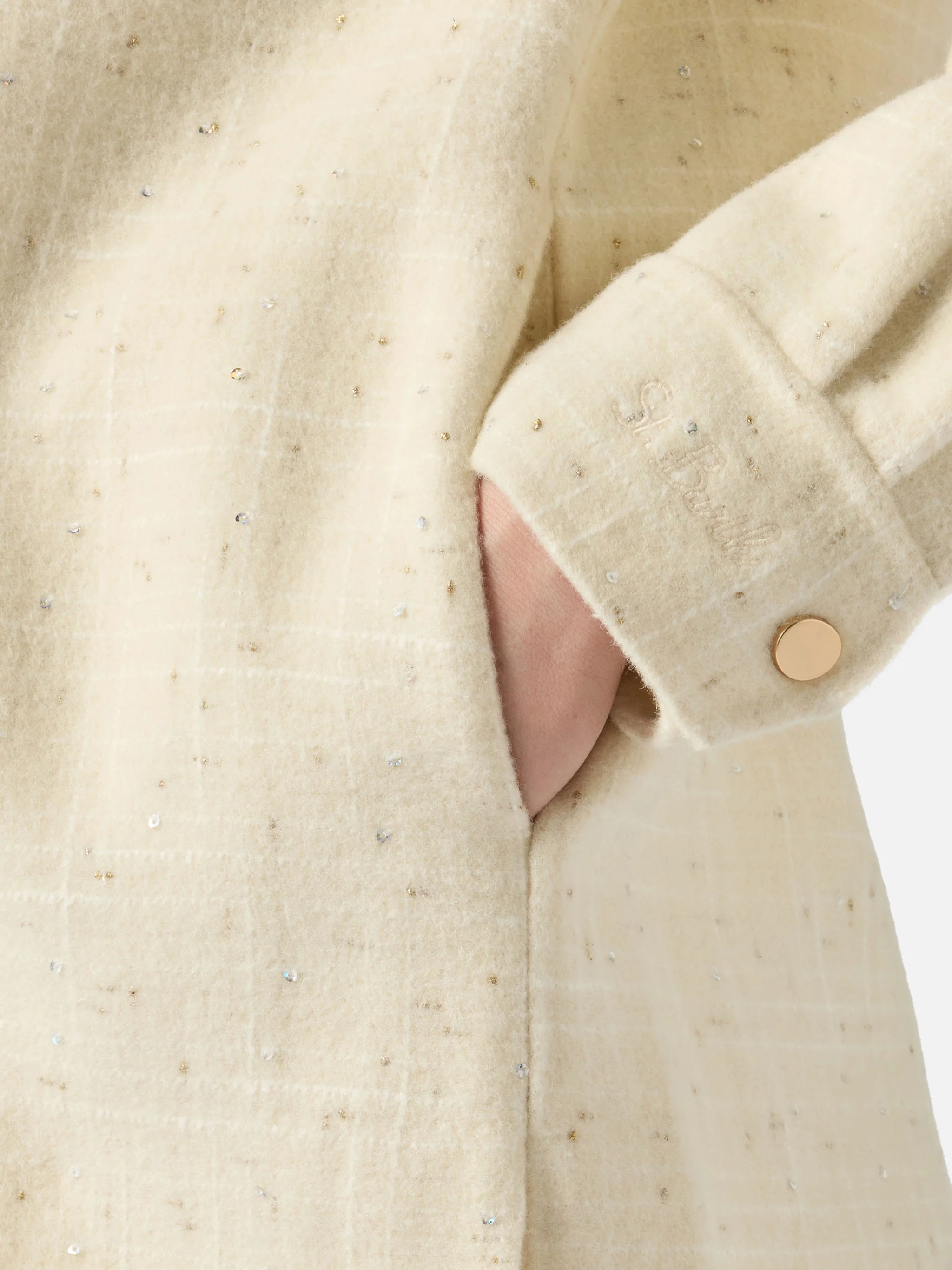 Chantel white tweed jacket with sequins - Image 5