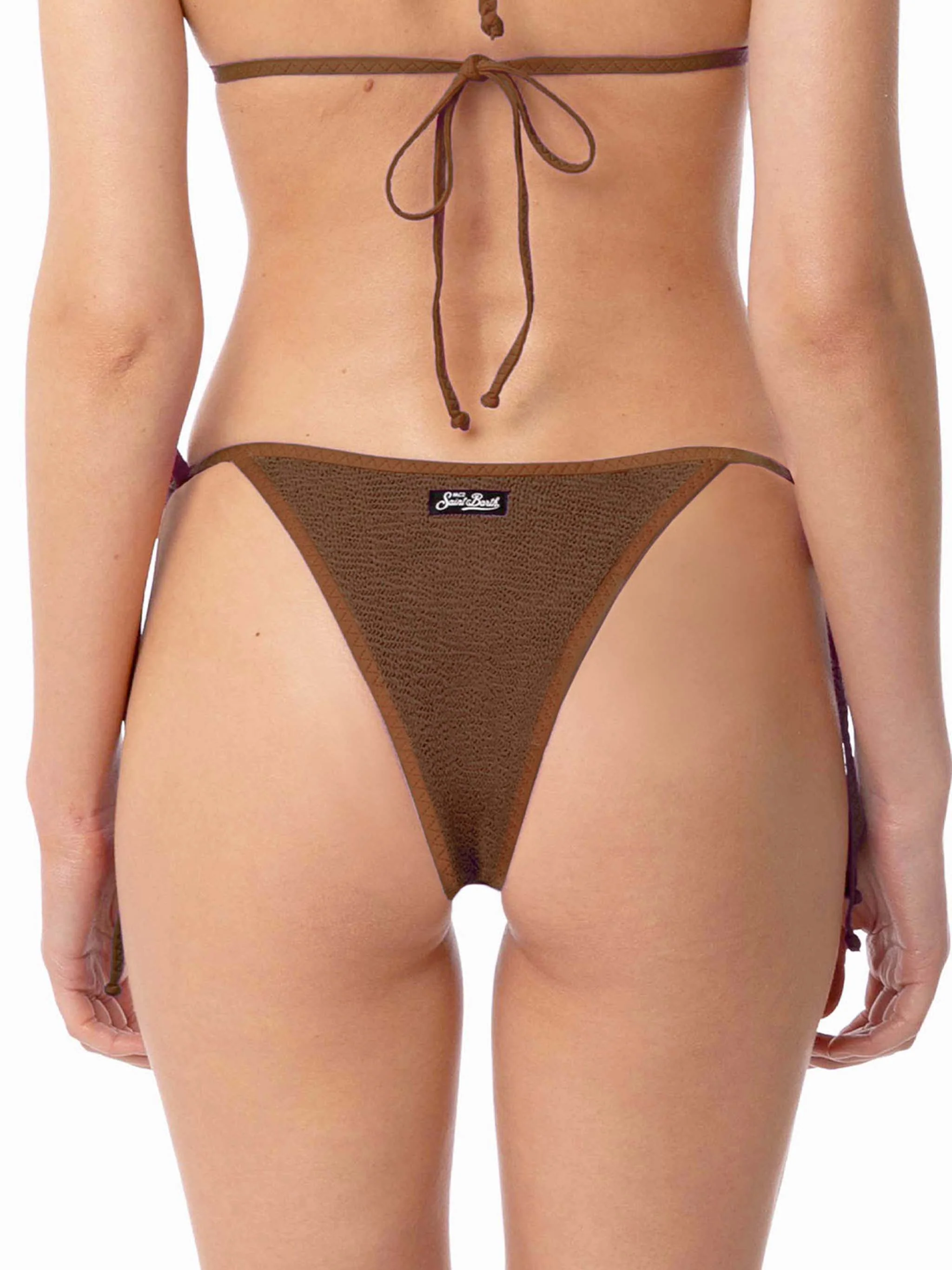 Brown Norah String cheeky crinkle swim briefs - Image 3