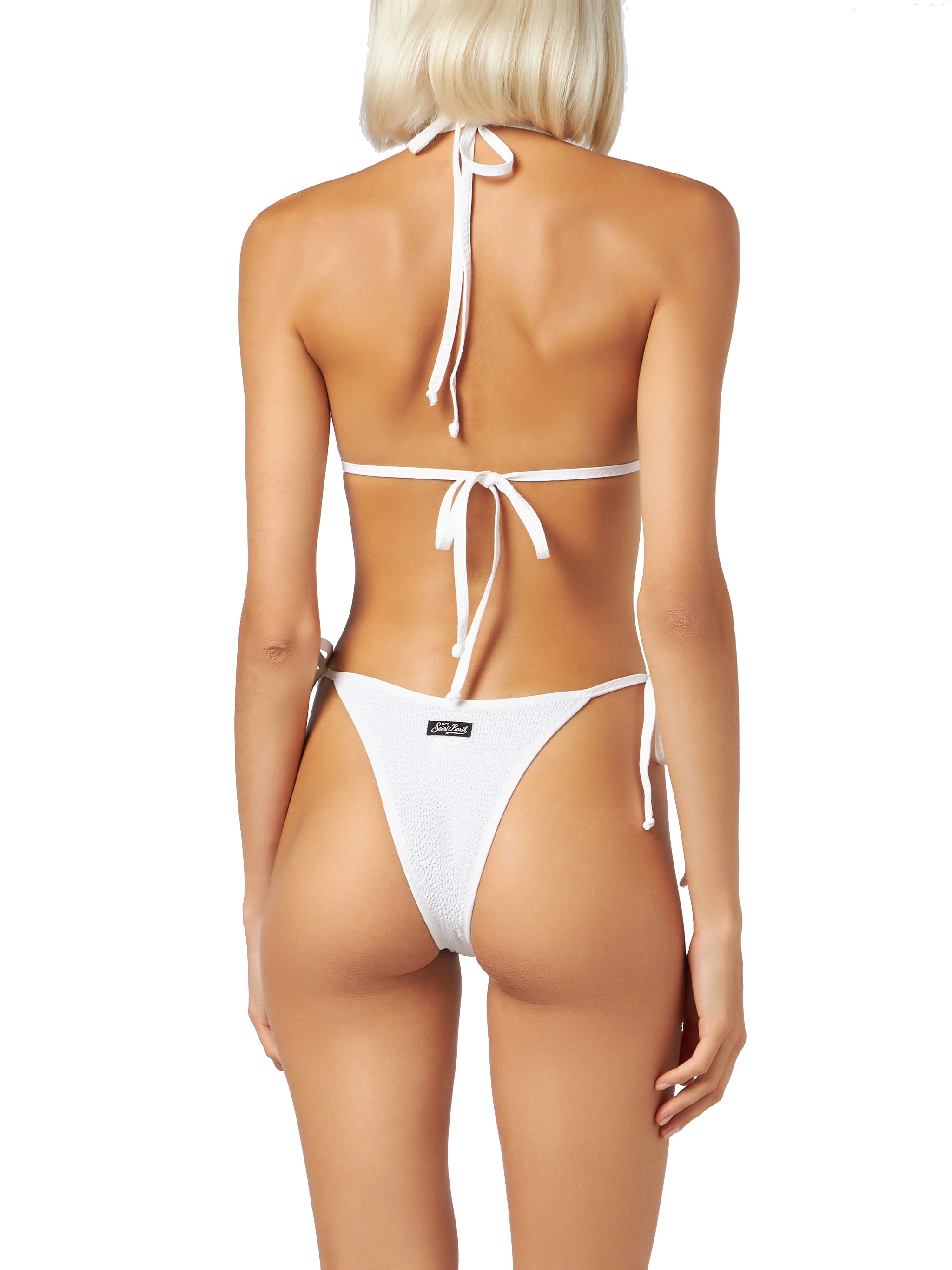 Leah Norah white crinkle triangle bikini with piping - Image 3