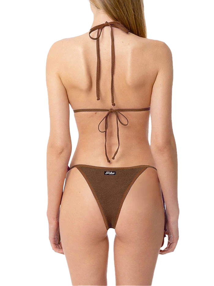 Leah Norah brown crinkle triangle bikini with piping - Image 3
