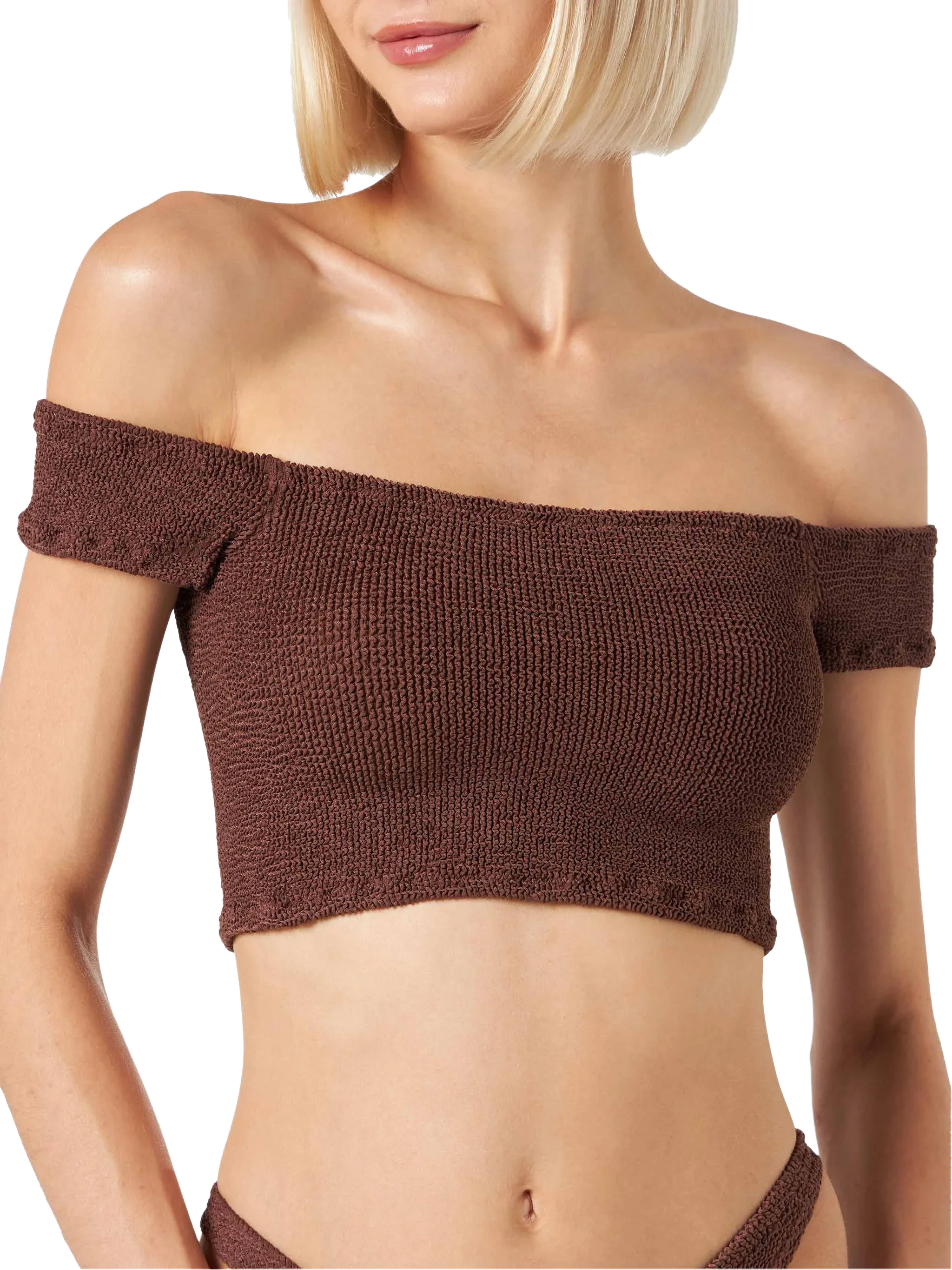 Brown Zena crinkle bikini top - Image 2