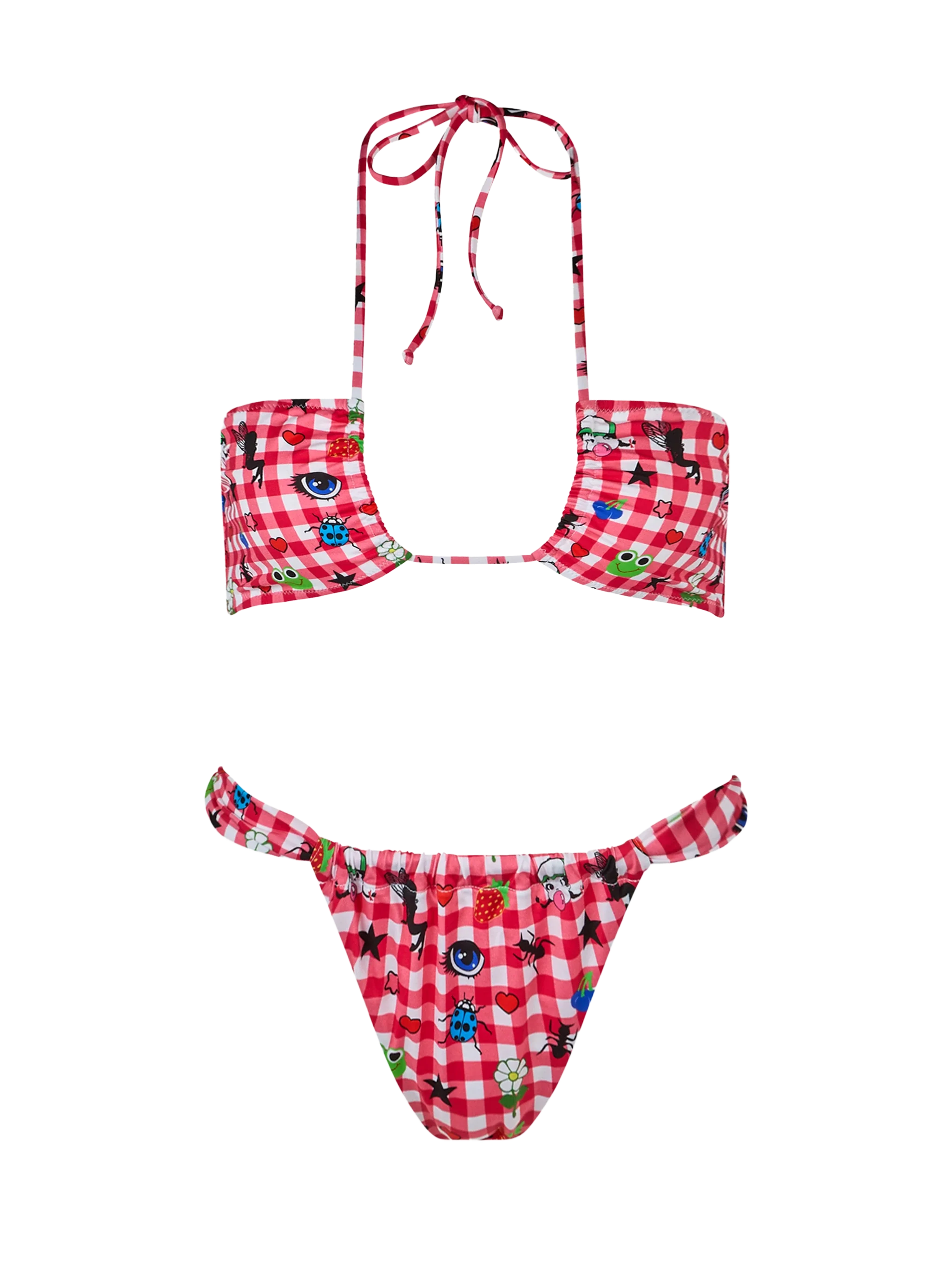 Women beandeau bikini Dahelle with gingham and fancy print | BEEPY BELLA SPECIAL EDITION