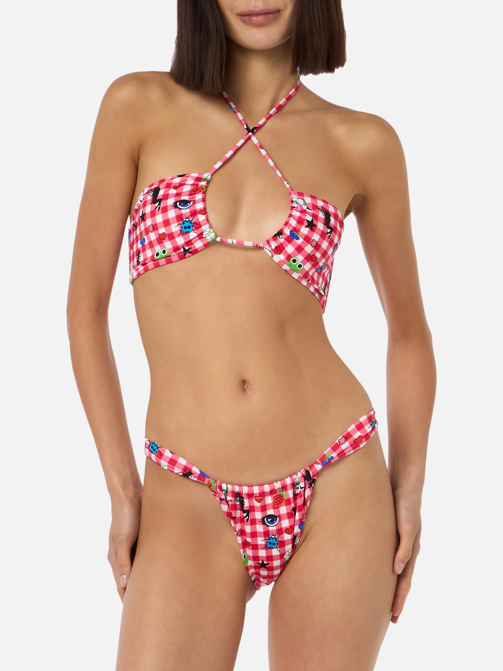 Women beandeau bikini Dahelle with gingham and fancy print | BEEPY BELLA SPECIAL EDITION - Image 2