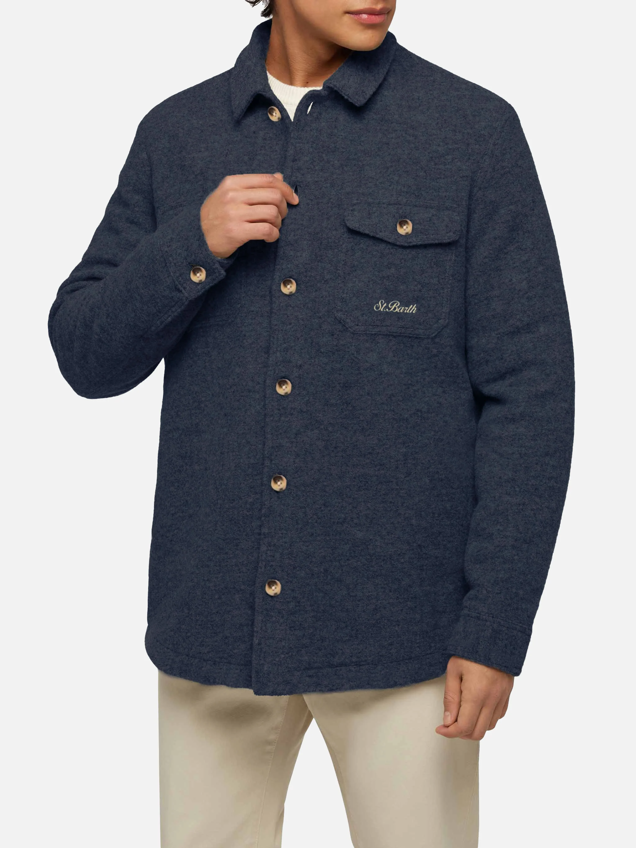 Wool blend overshirt Landeck in blue
