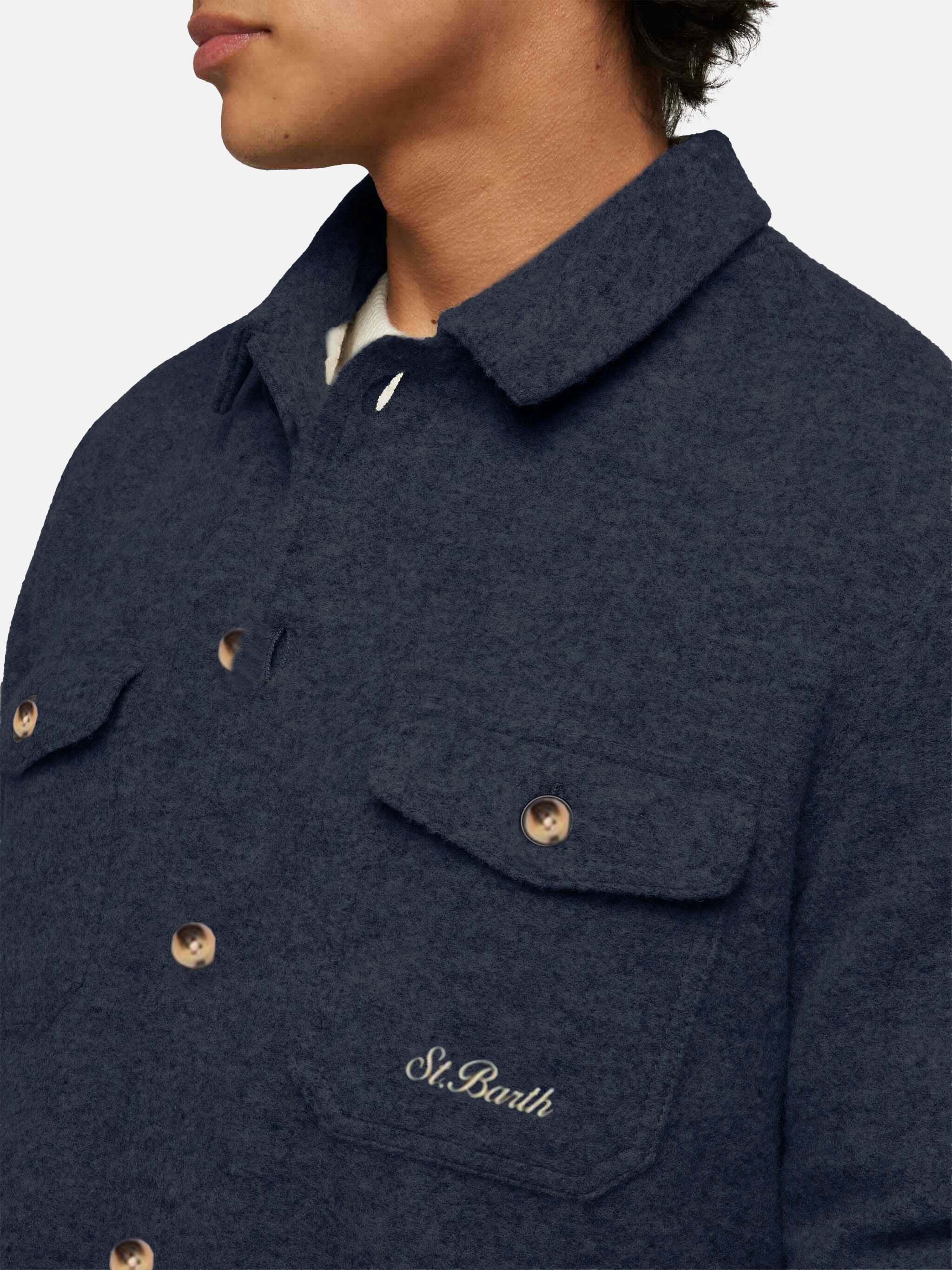 Wool blend overshirt Landeck in blue - Image 2