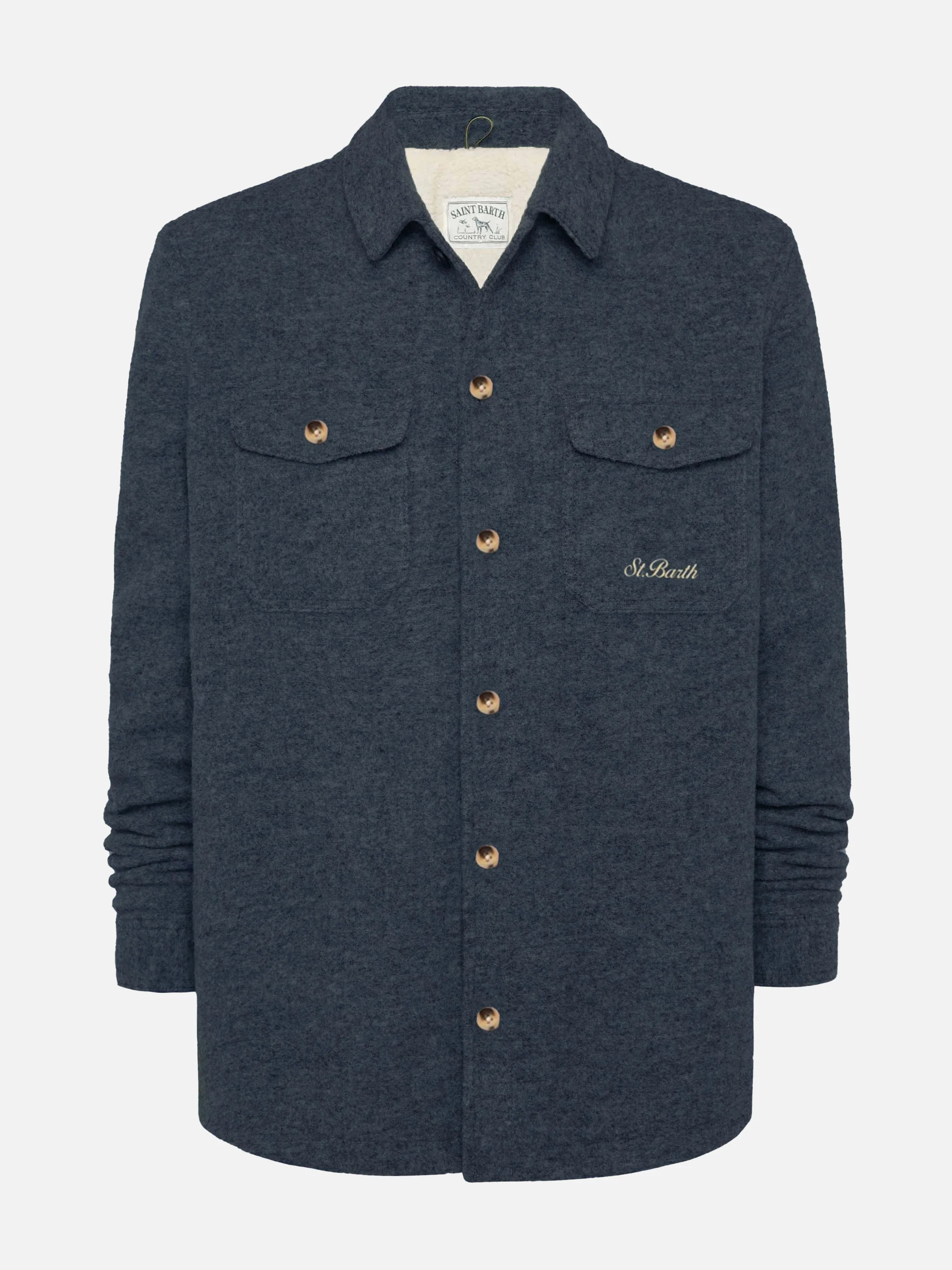 Wool blend overshirt Landeck in blue - Image 4