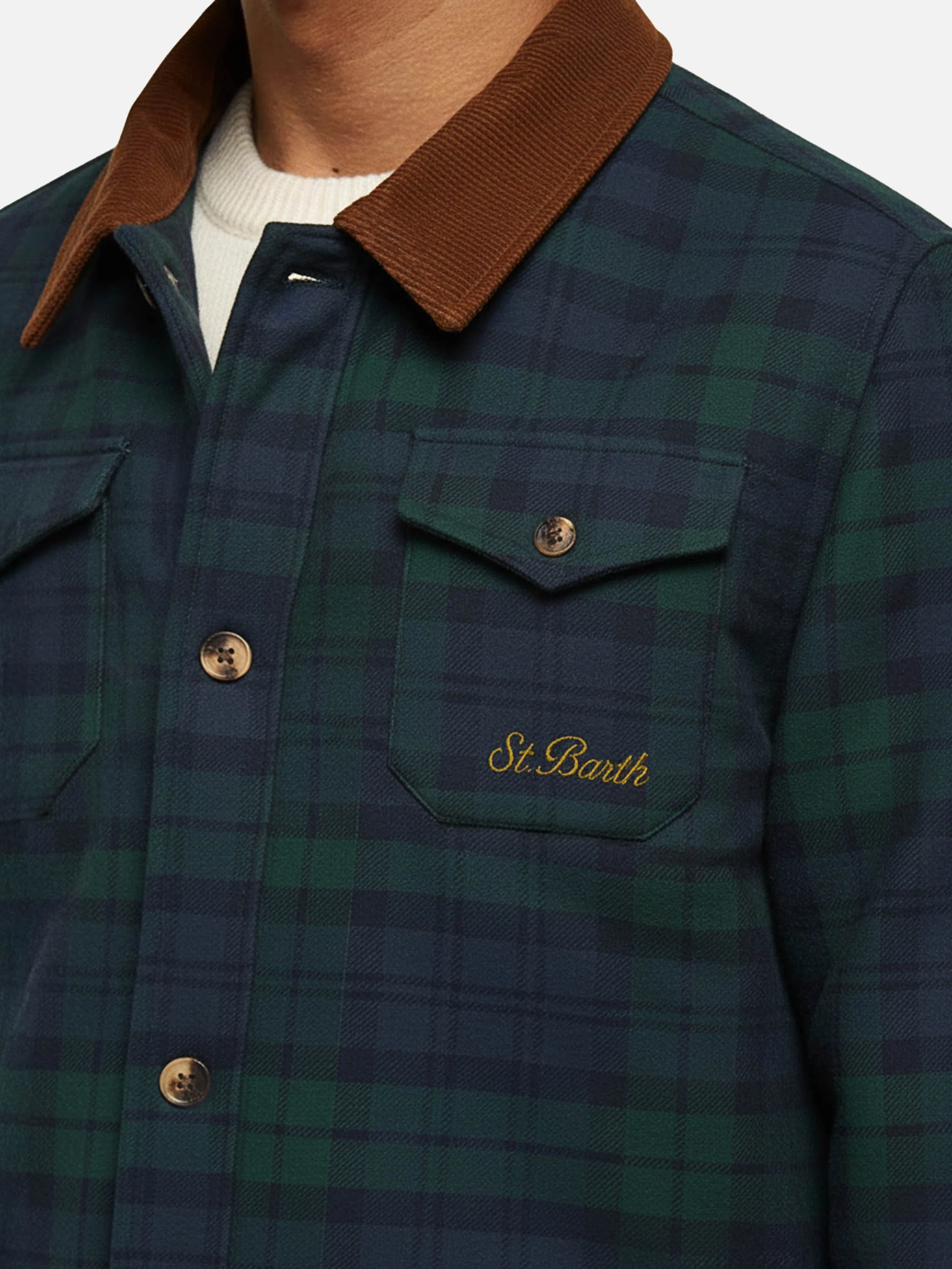 Wool blend overshirt Landeck with tartan print - Image 2