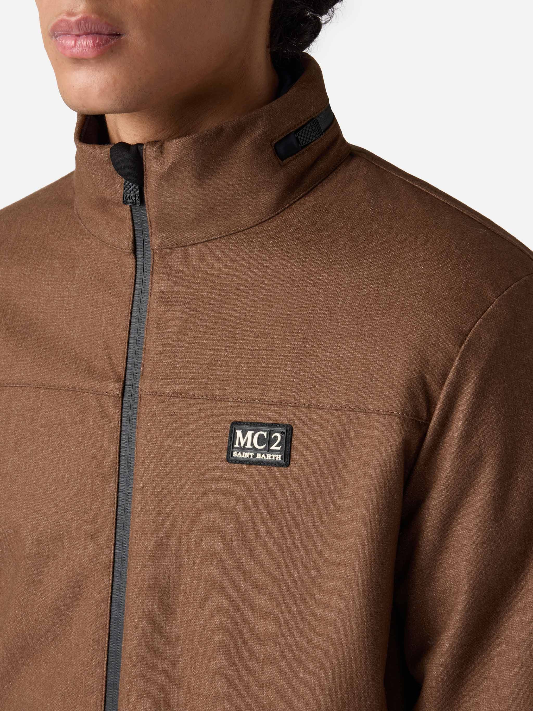 Wooly brown bomber jacket Country with teddy lining - Image 3