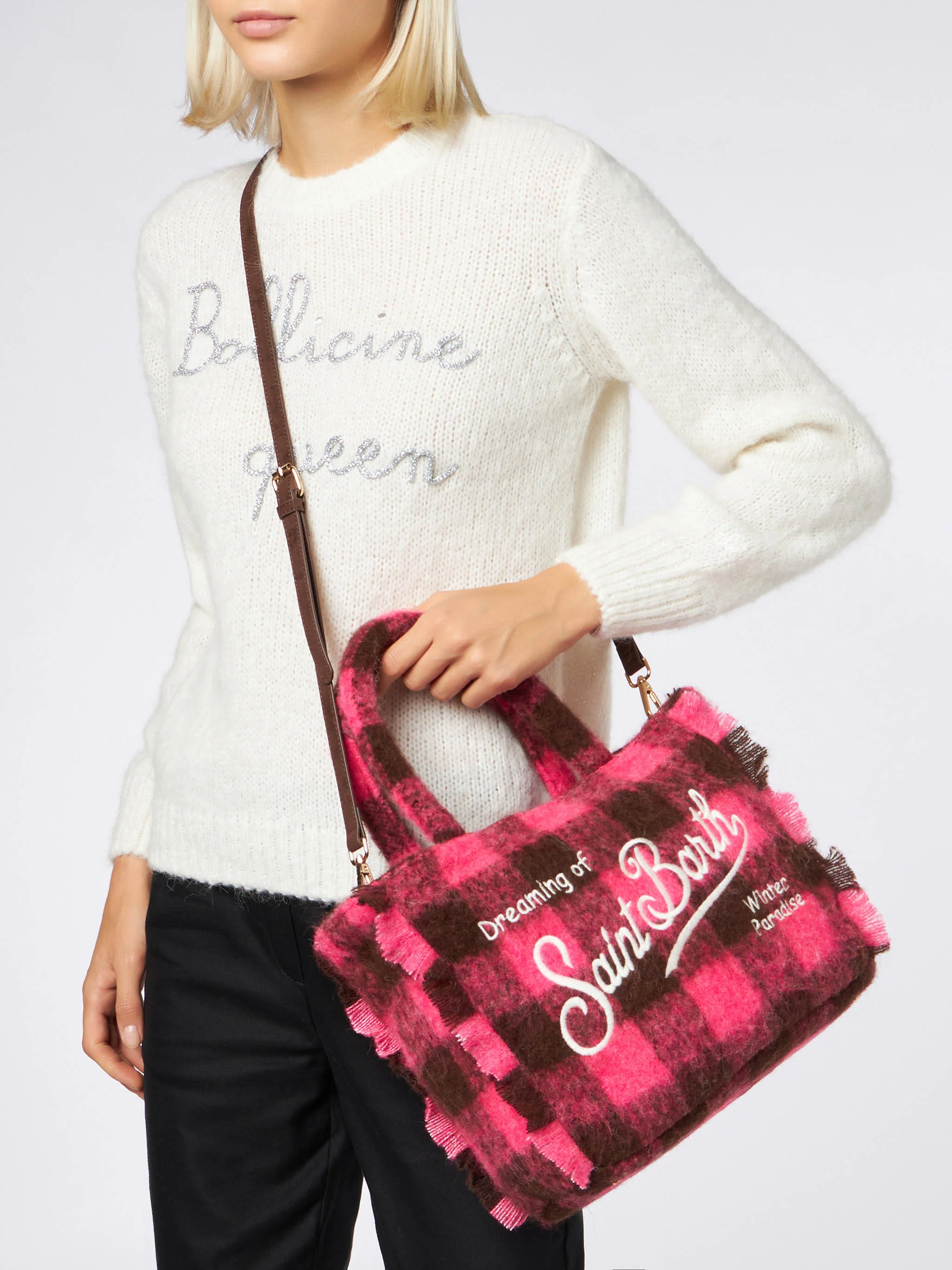 Colette Classic fuchsia and brown check handbag - Image 2